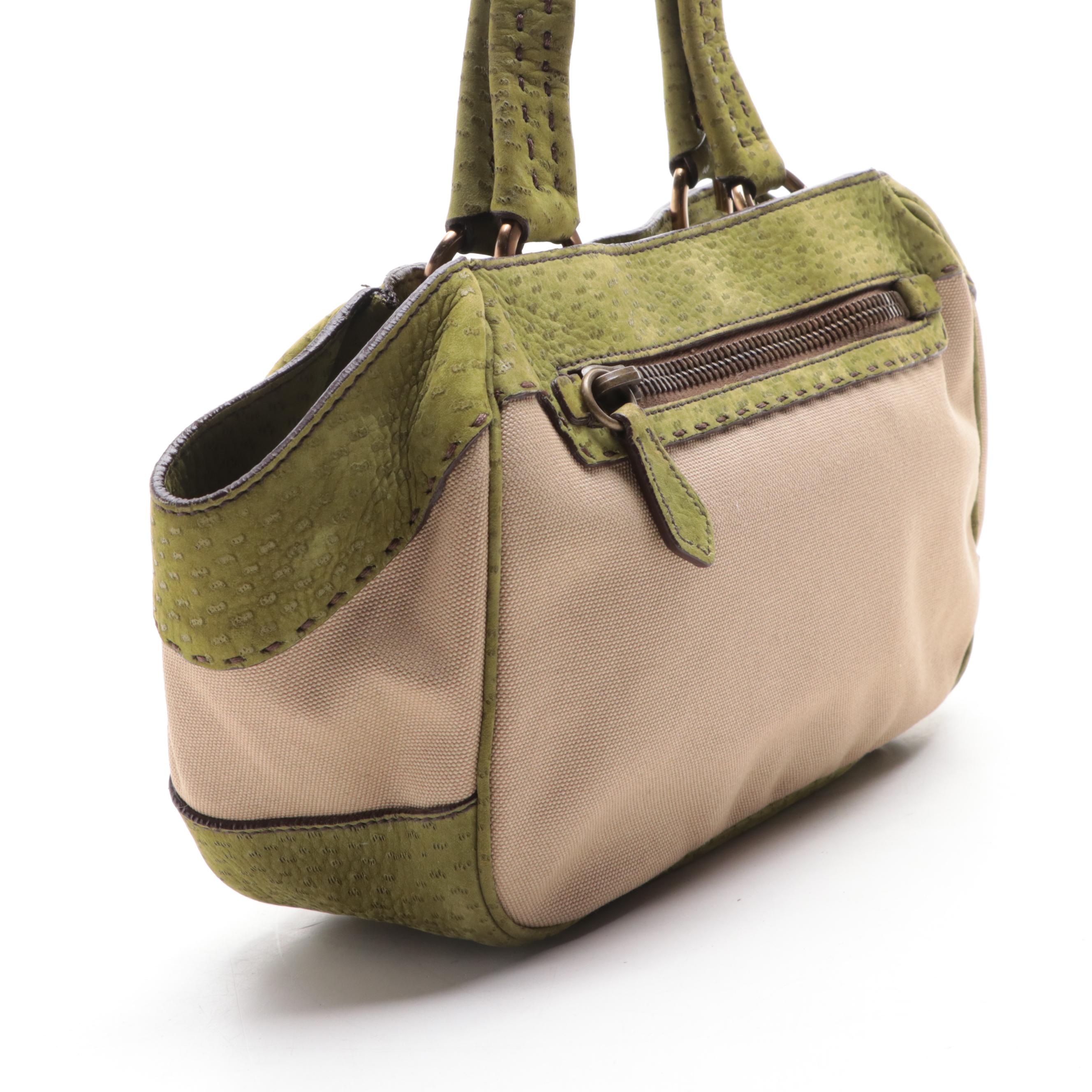 Prada Canvas and Leather Shoulder Bag