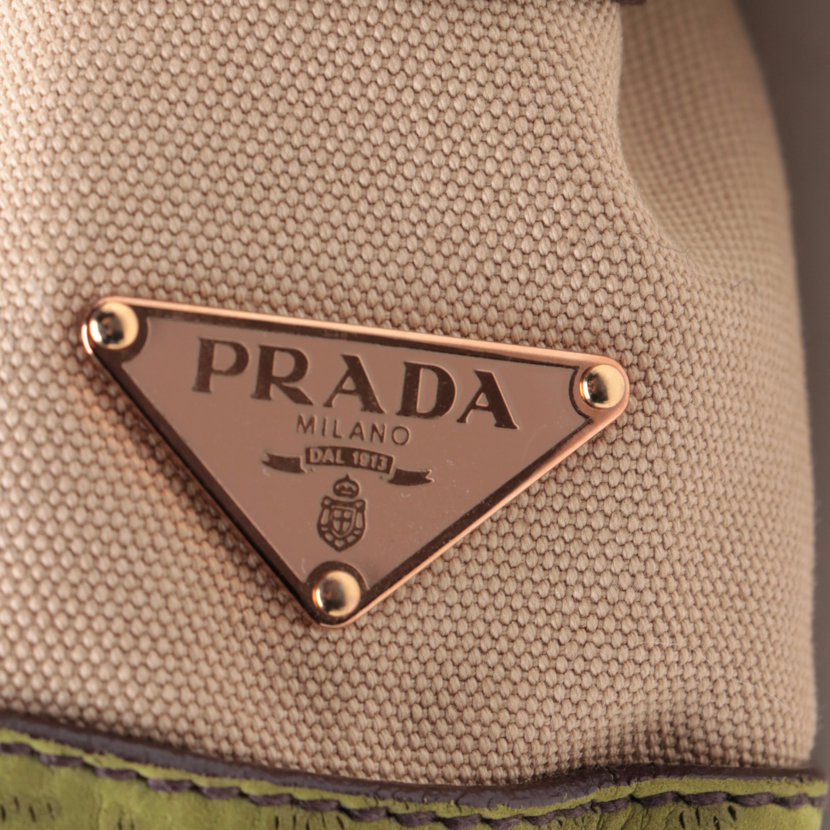 Prada Canvas and Leather Shoulder Bag