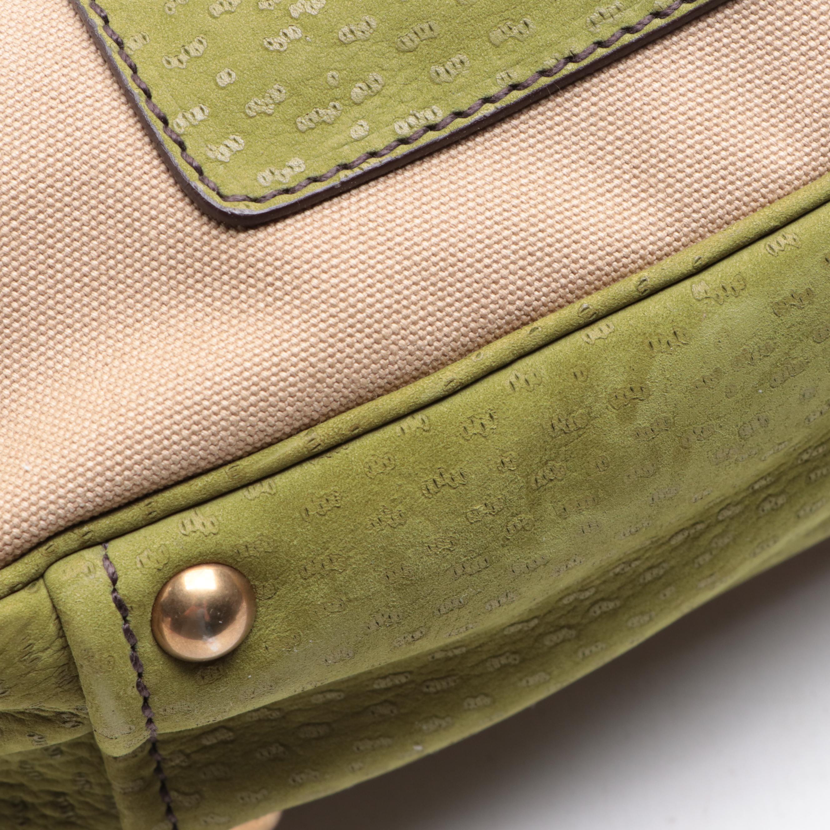 Prada Canvas and Leather Shoulder Bag