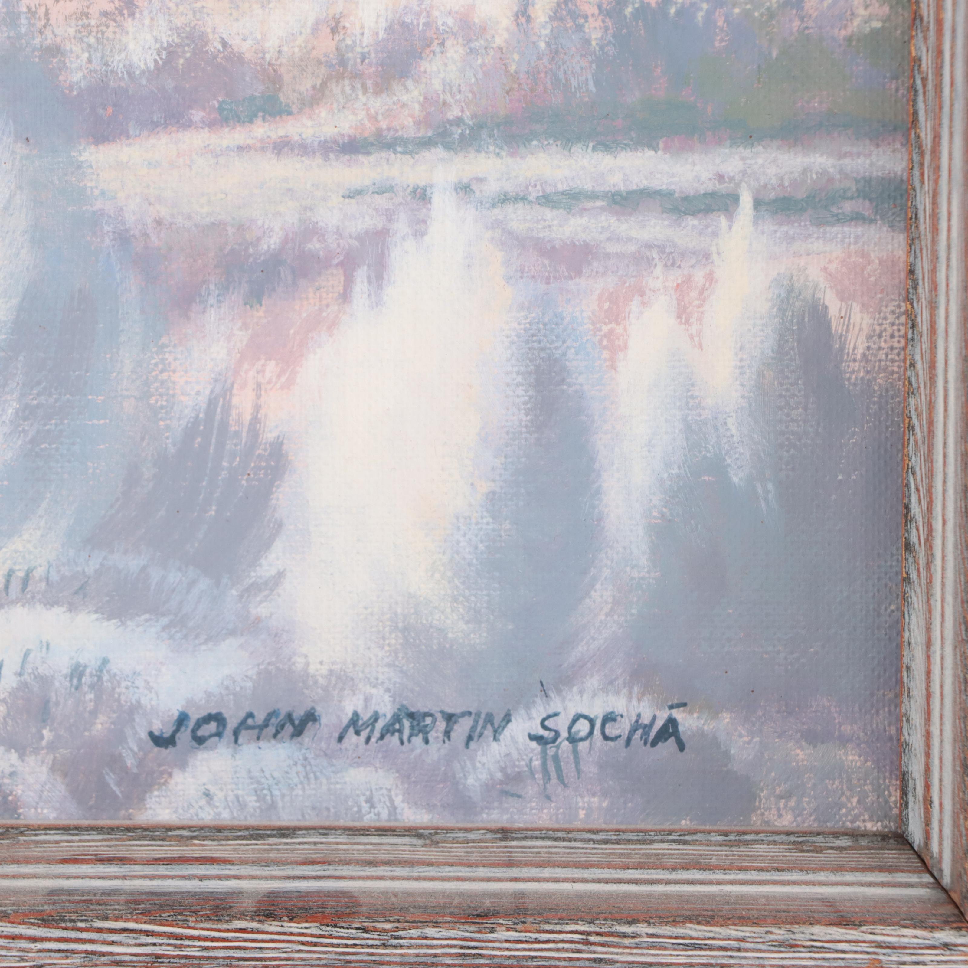 John Martin Sochá Oil Painting of Mountain Landscape