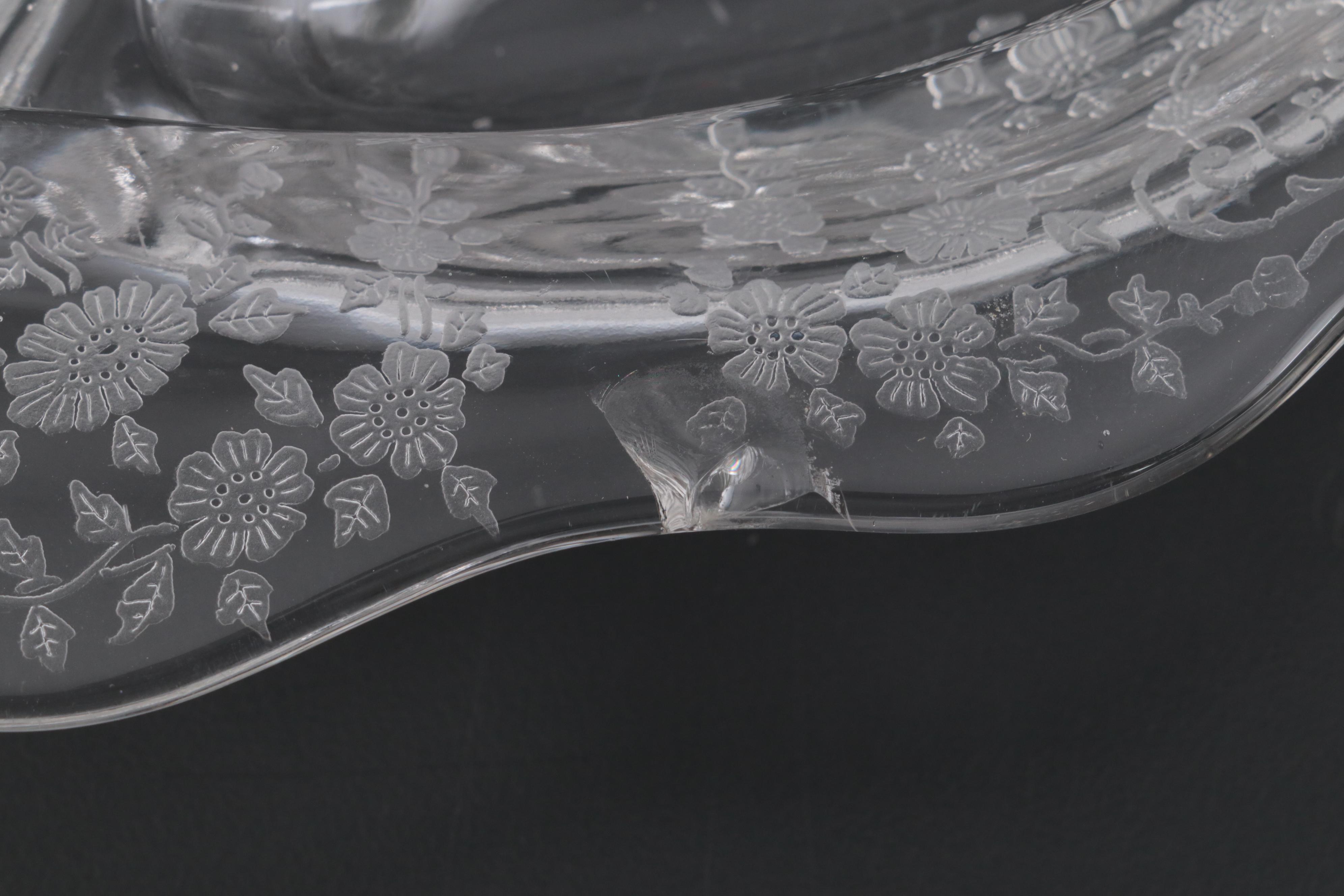 Bryce Glass "Fern Leaf" Needle Etched Stemware and Tray