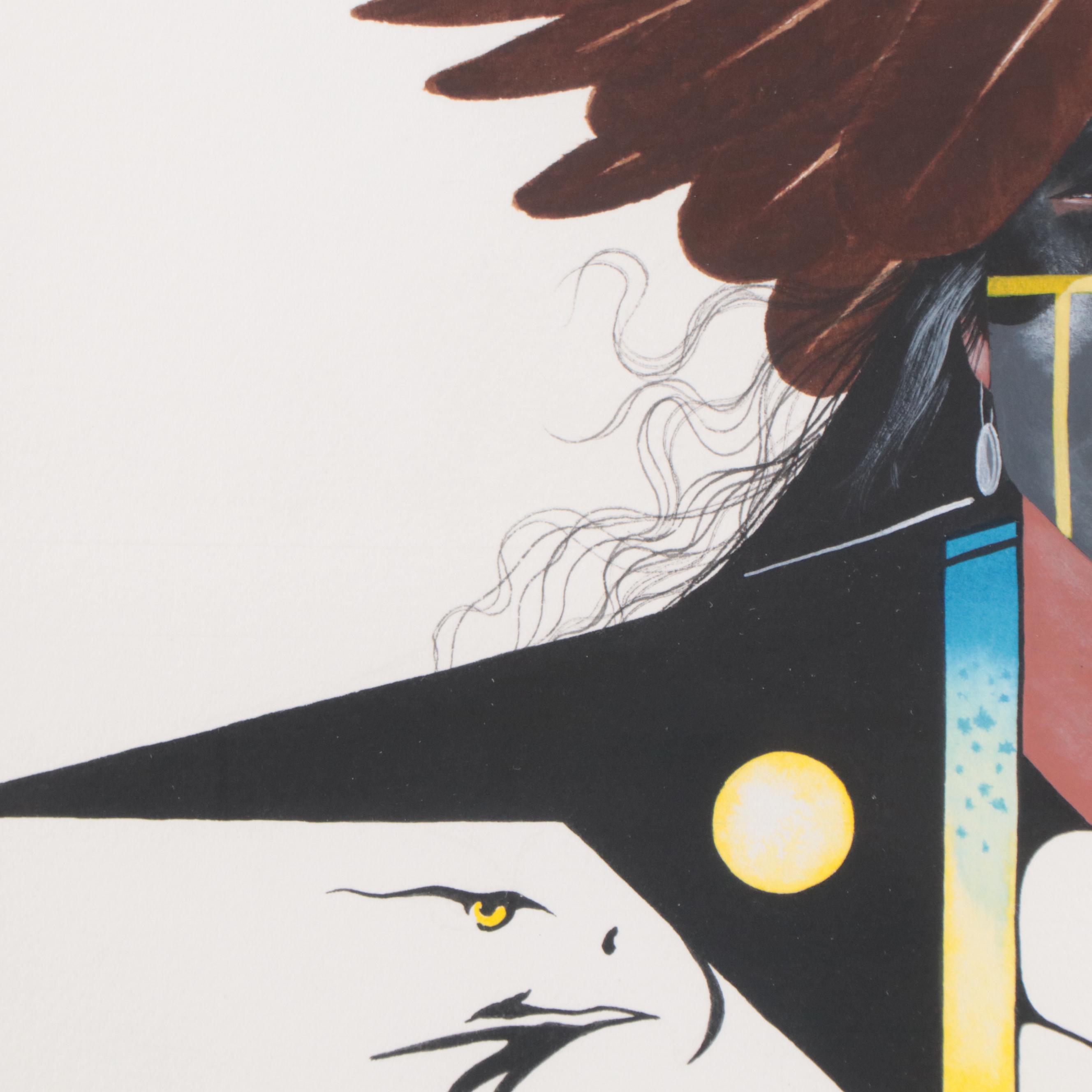 Norris M. Chee Watercolor Painting "Self Portrait 1"