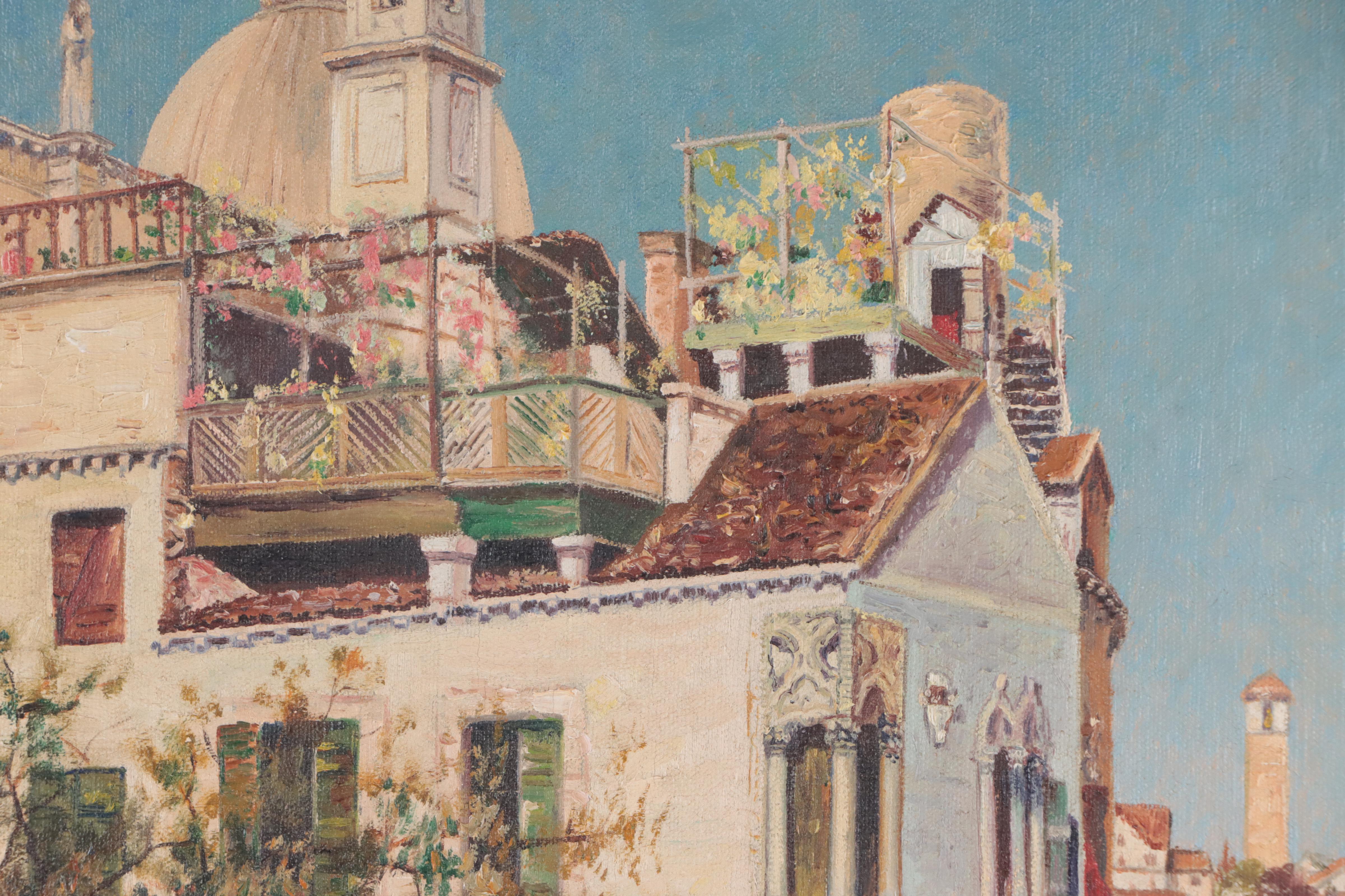 Oil Painting of Venetian Canal Scene