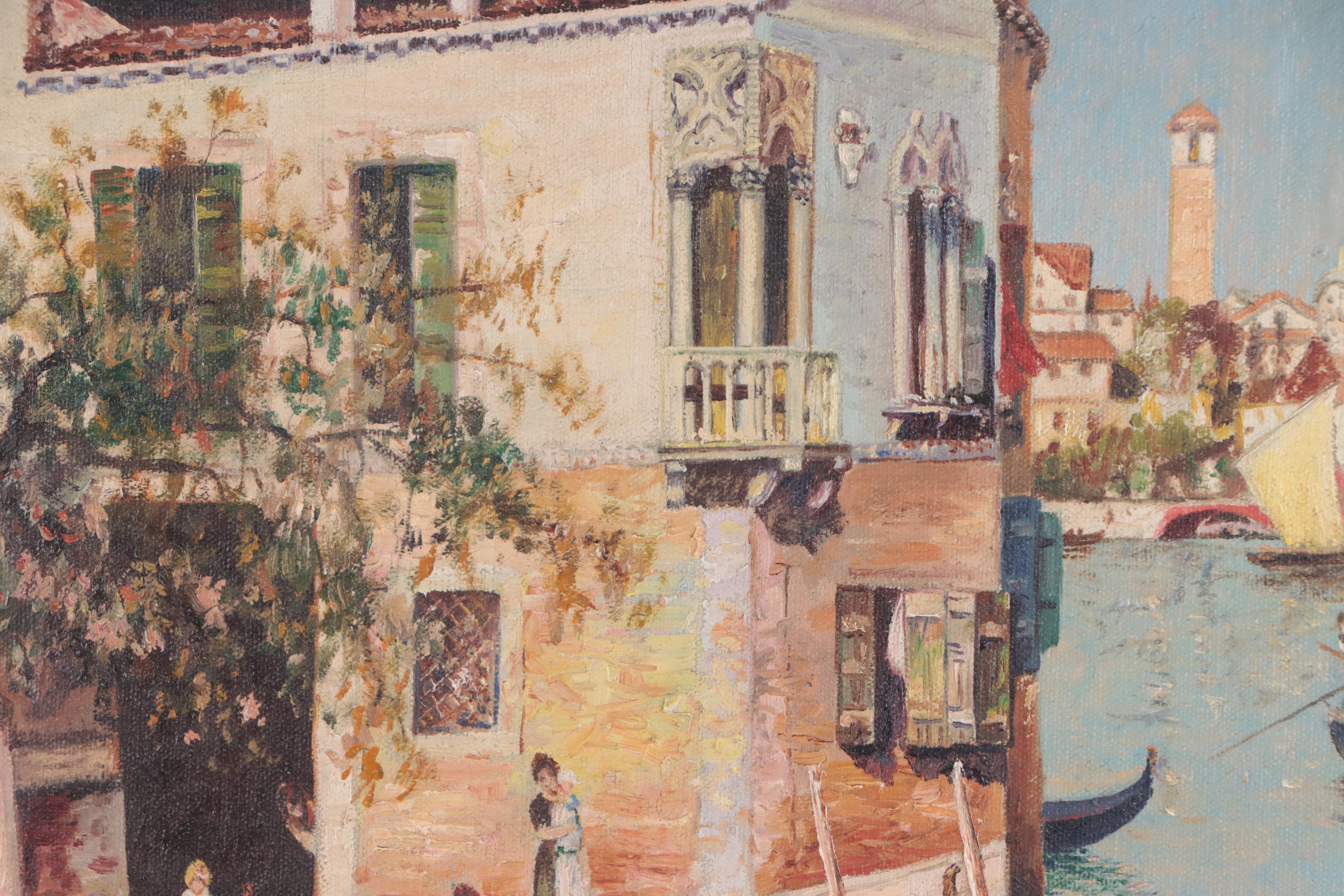 Oil Painting of Venetian Canal Scene