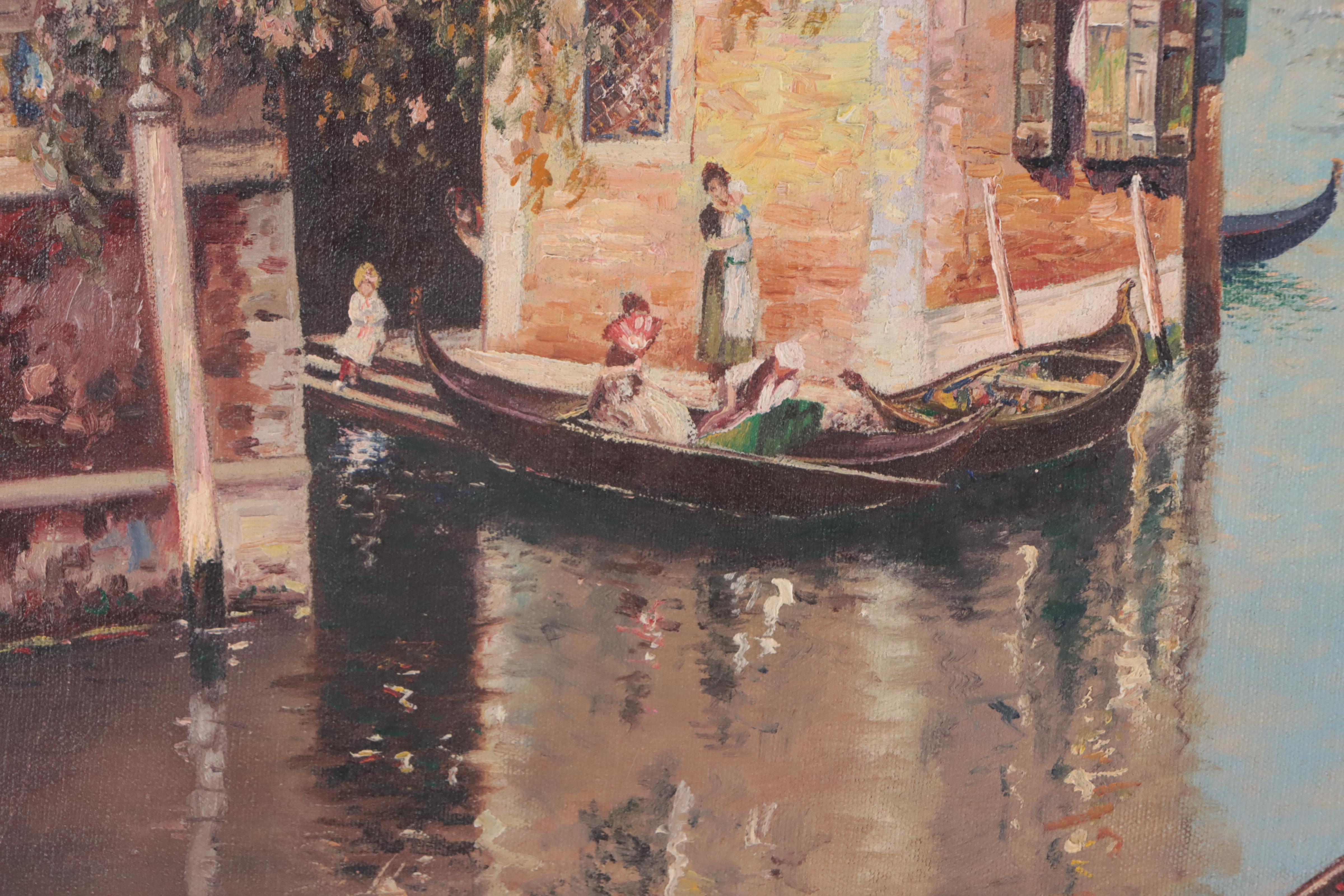Oil Painting of Venetian Canal Scene