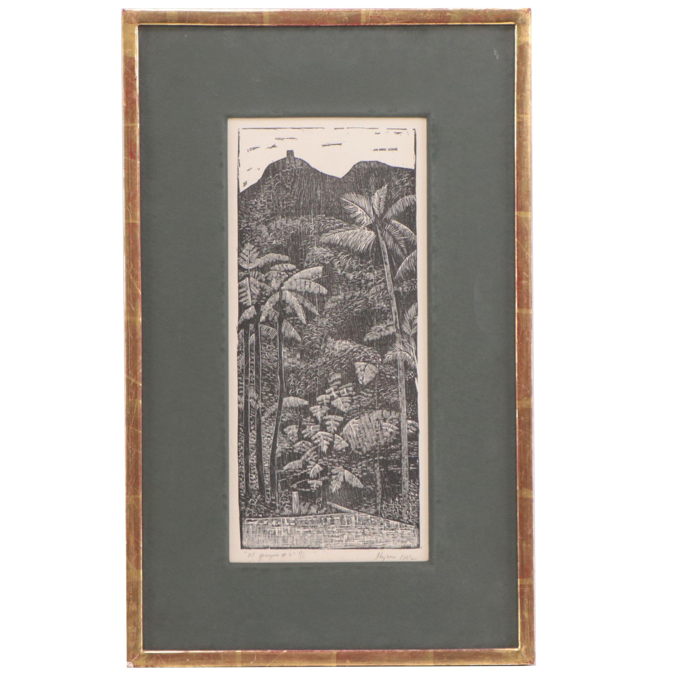 Myrna Báez Wood Engraving "El Yunque"