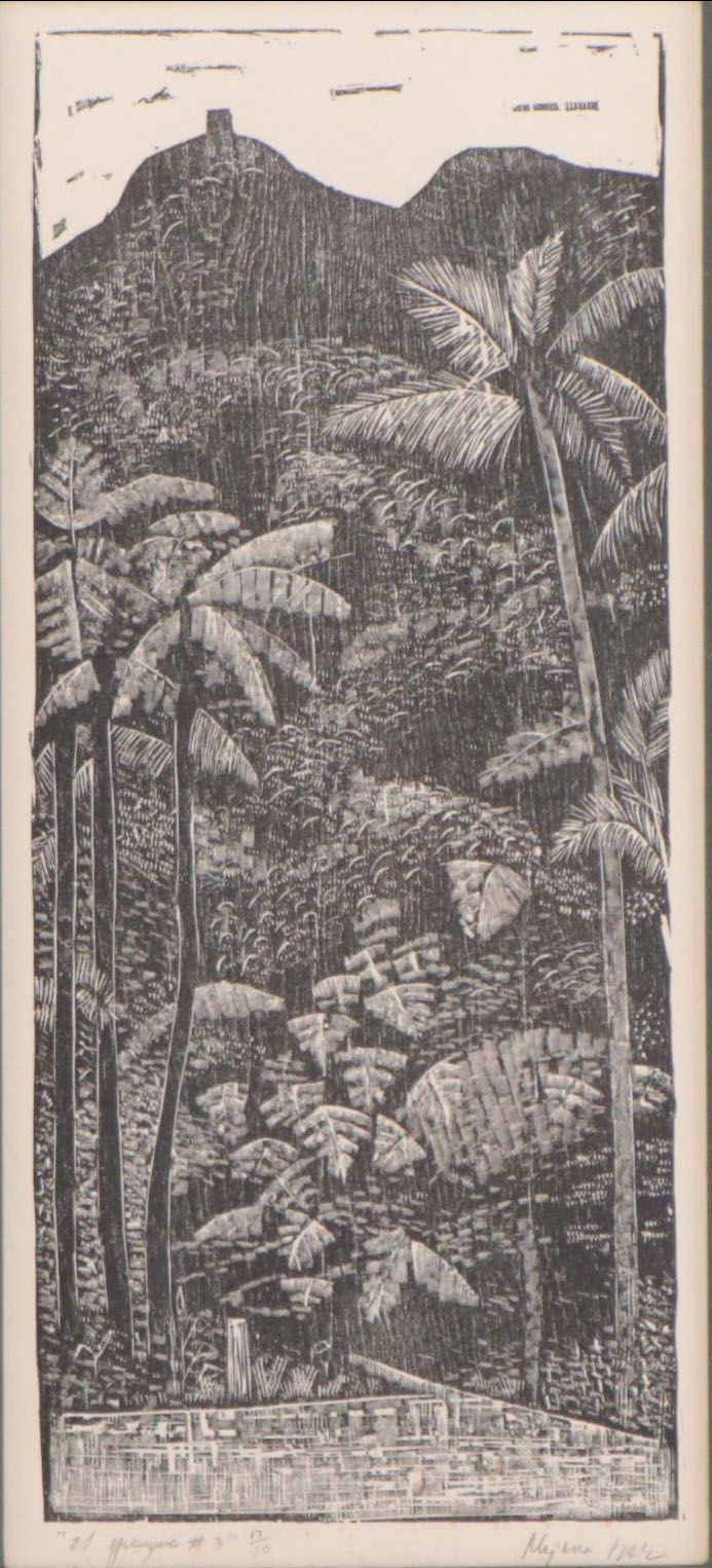 Myrna Báez Wood Engraving "El Yunque"