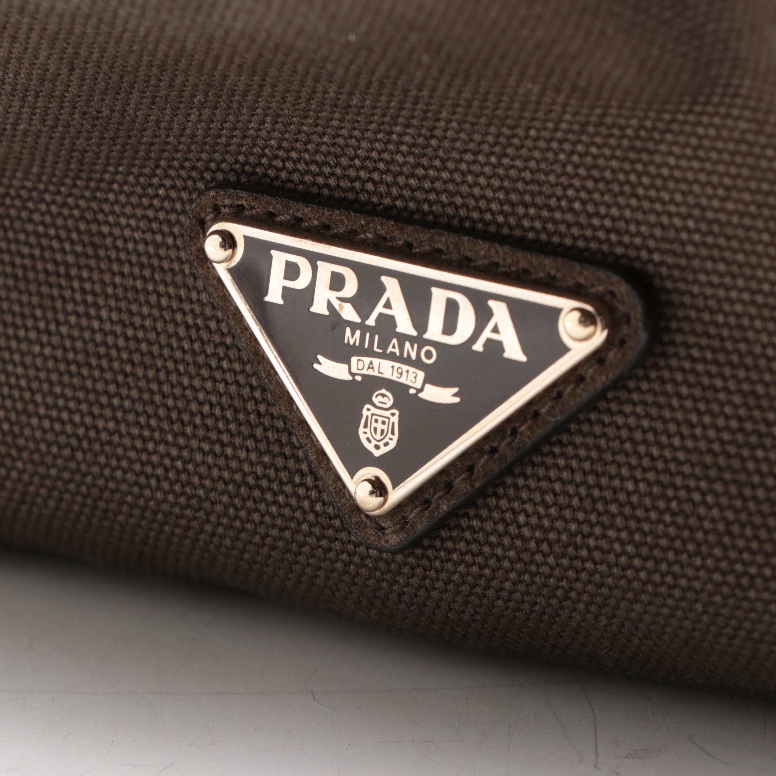 Prada Fringe and Grommet Tote in Militare Canvas and Suede