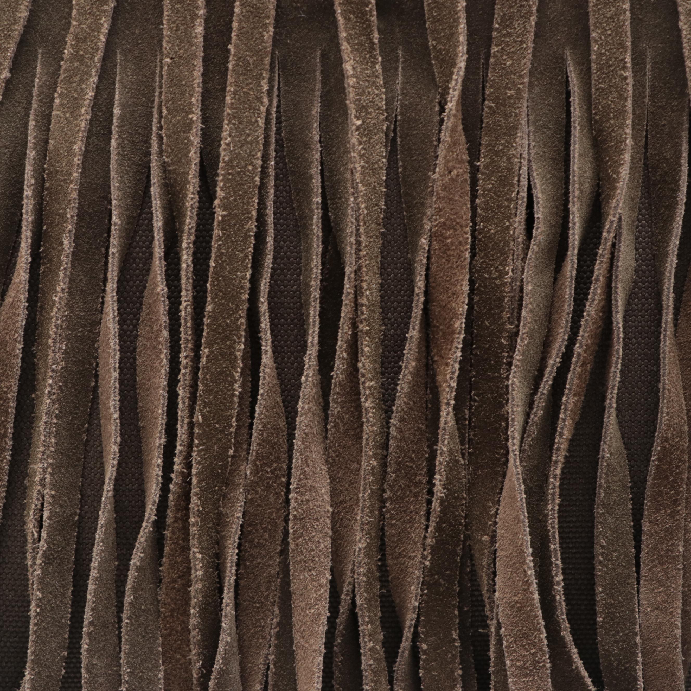 Prada Fringe and Grommet Tote in Militare Canvas and Suede