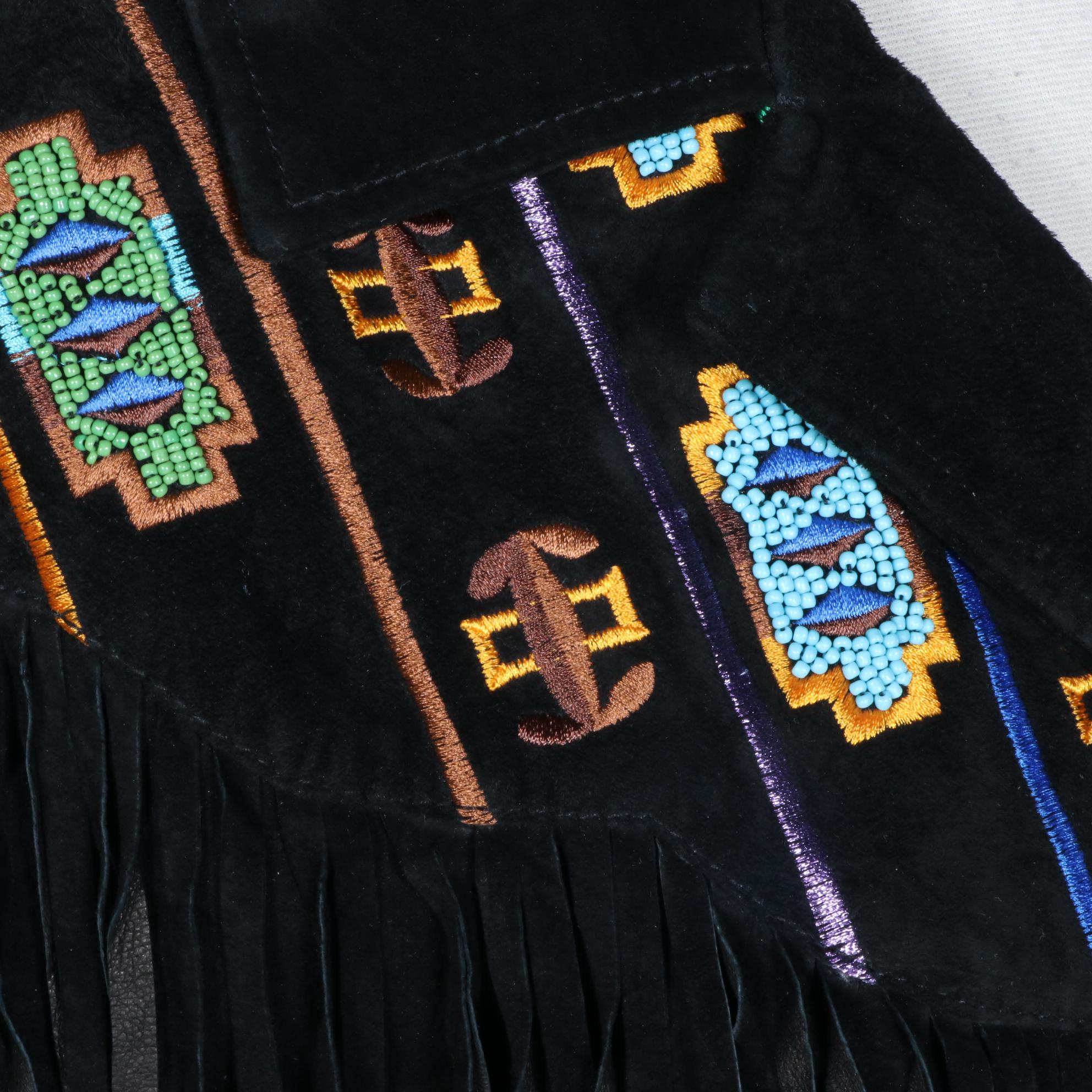 Erez Levy Beaded and Embroidered Suede Jacket with Fringe