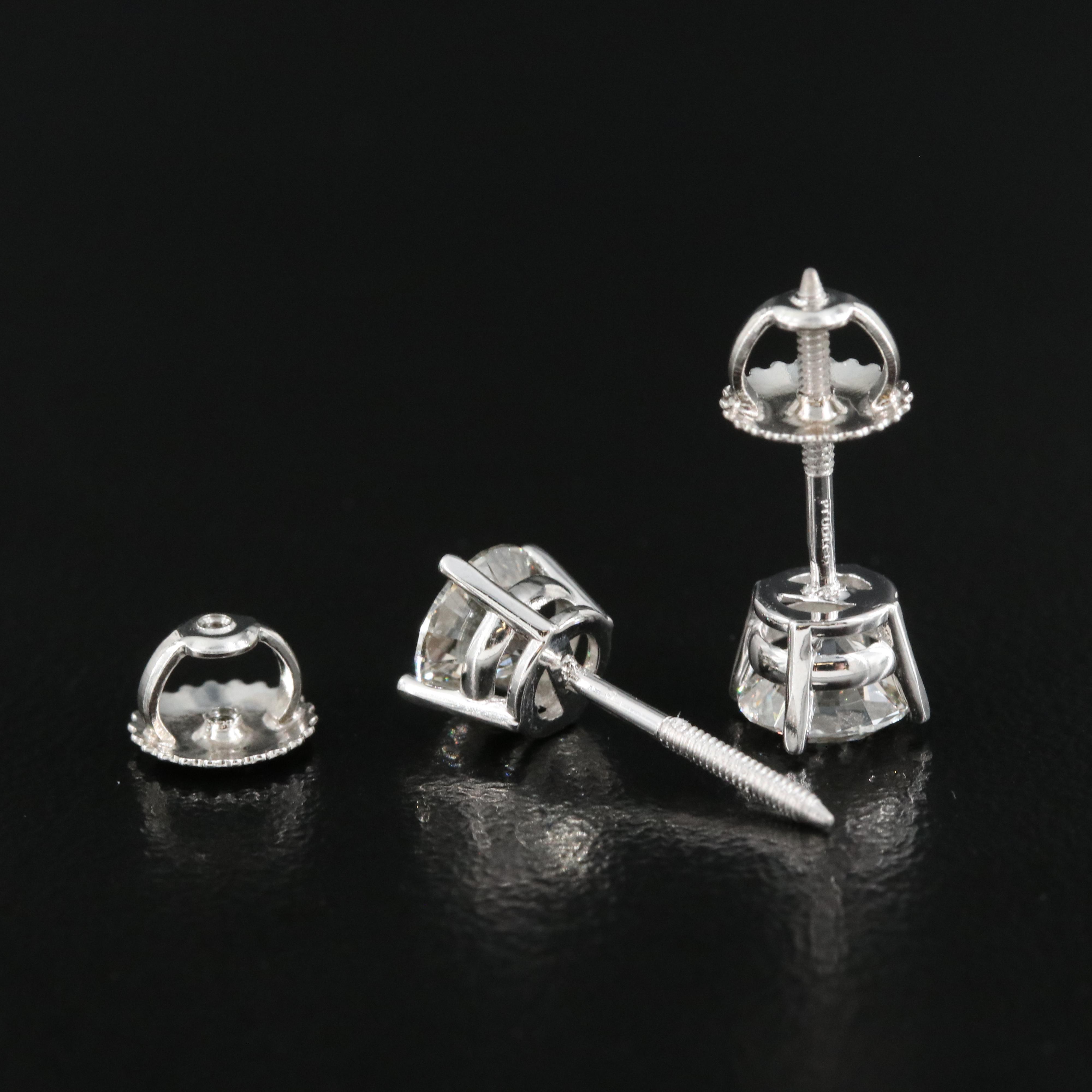 Platinum 1.37 CTW Lab Grown Diamond Stud Earrings