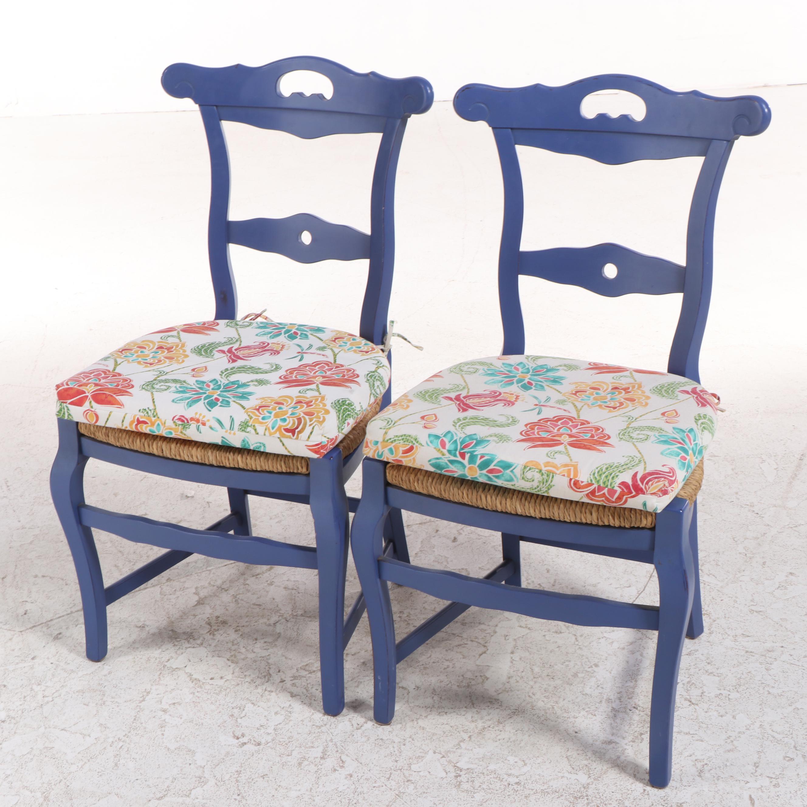 Three-Piece French Provincial Style Painted Dining Set with Enameled Metal Top