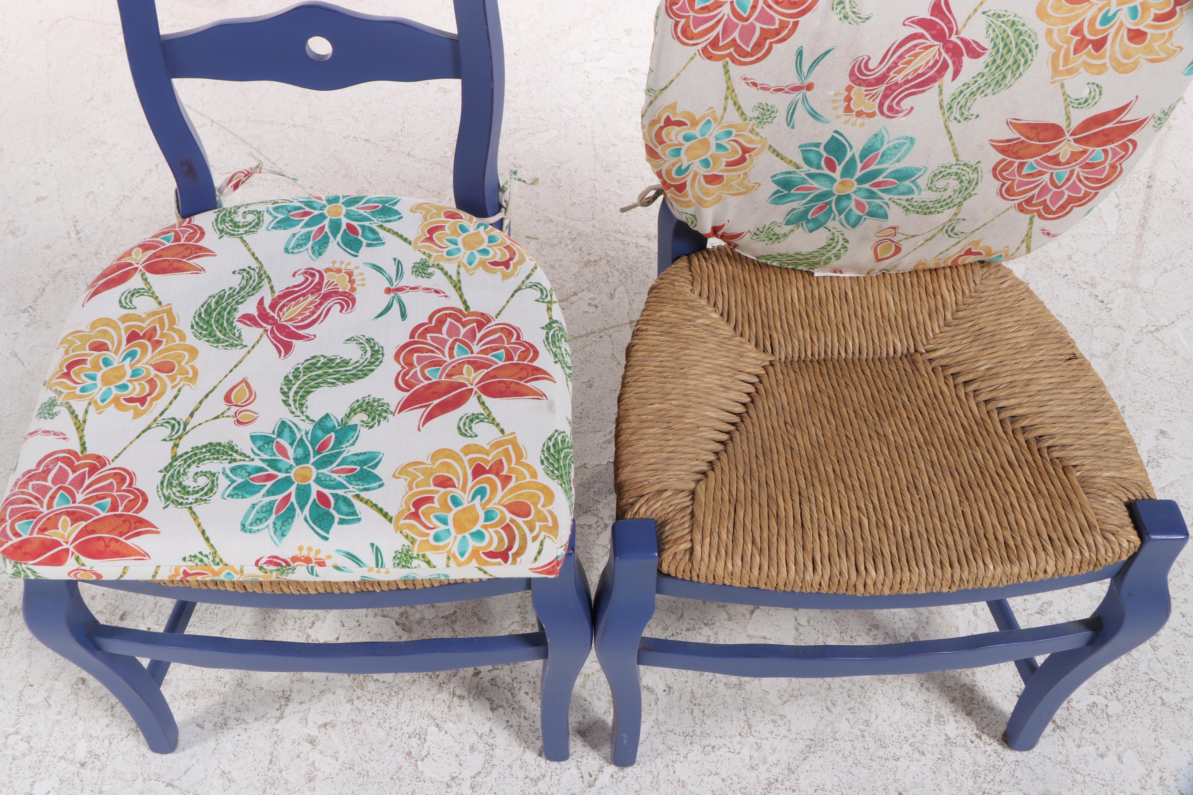 Three-Piece French Provincial Style Painted Dining Set with Enameled Metal Top