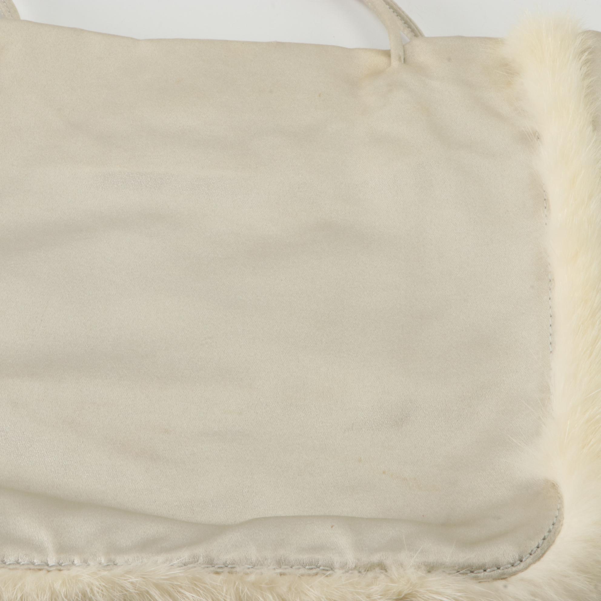 Prada Small Tote in Satin and Mink Fur Trim