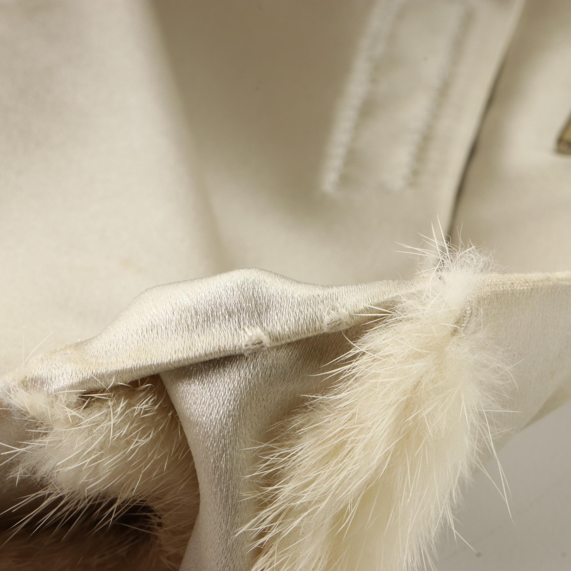 Prada Small Tote in Satin and Mink Fur Trim