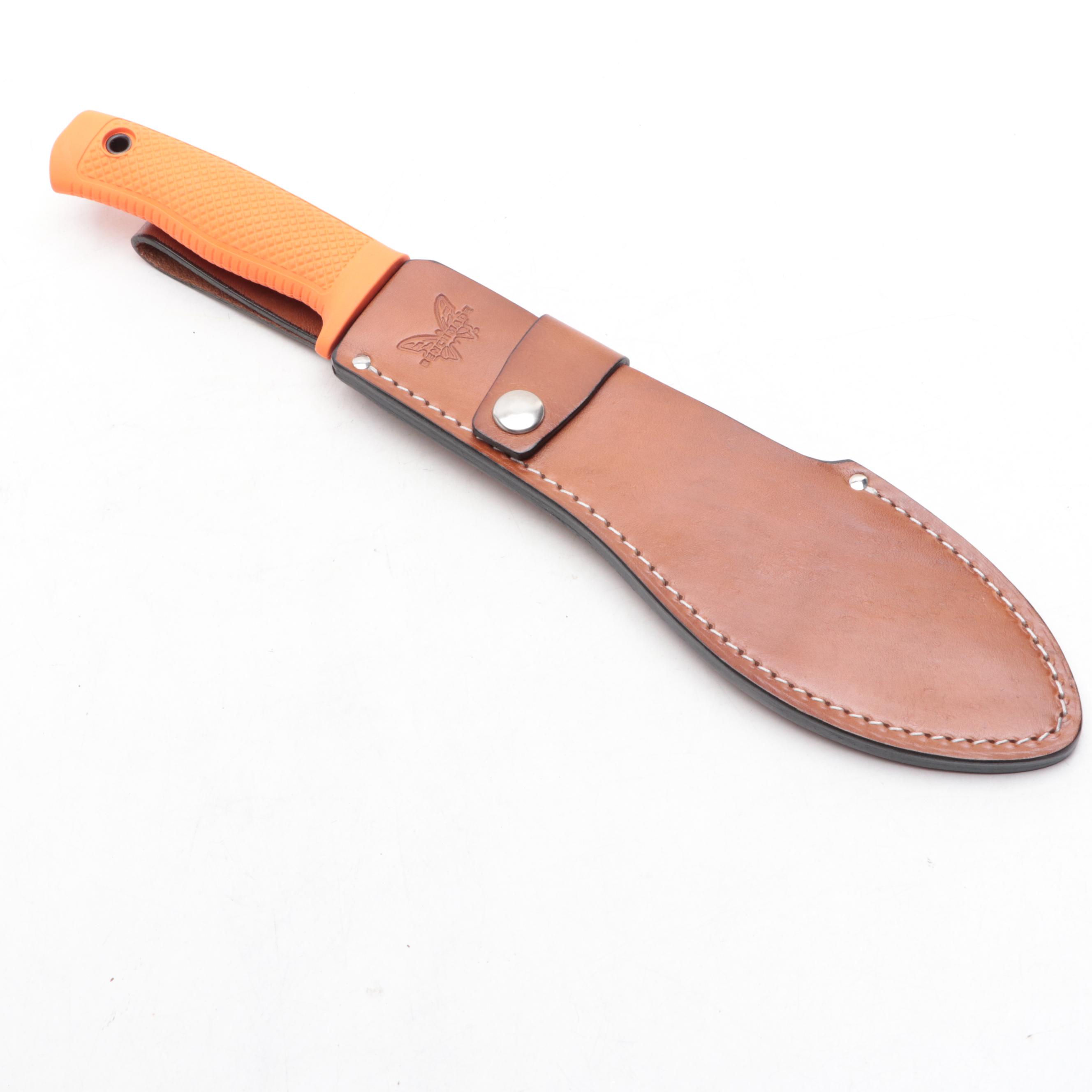 Benchmade Fixed Blade Jungle Bolo Knife with Leather Scabbard