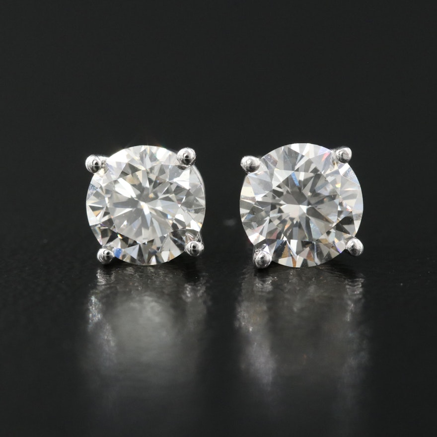 Platinum 1.34 CTW Lab Grown Diamond Stud Earrings