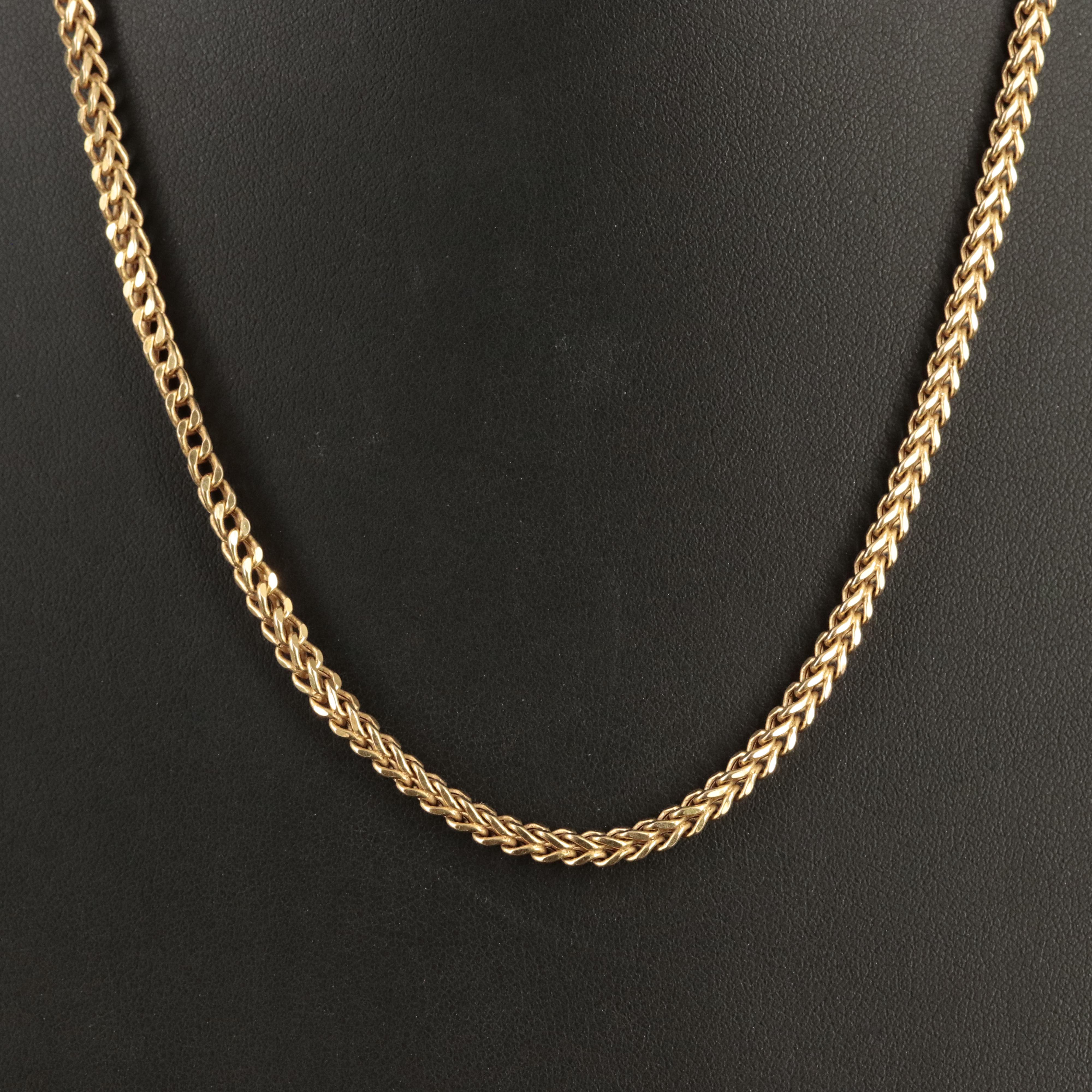 10K Square Wheat Chain Necklace