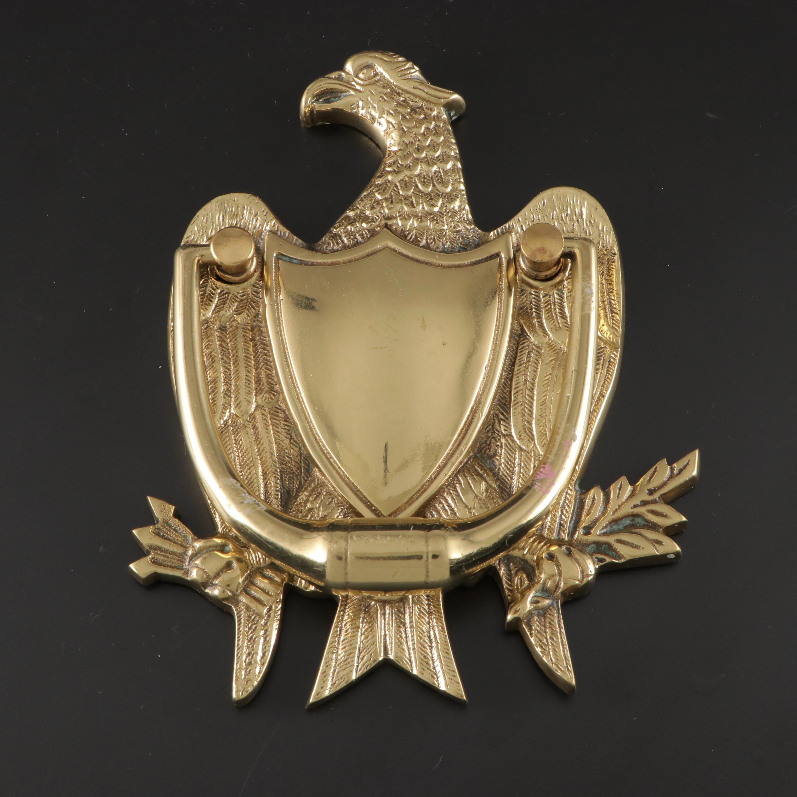 Federal Style Cast Brass Eagle and Shield Door Knocker