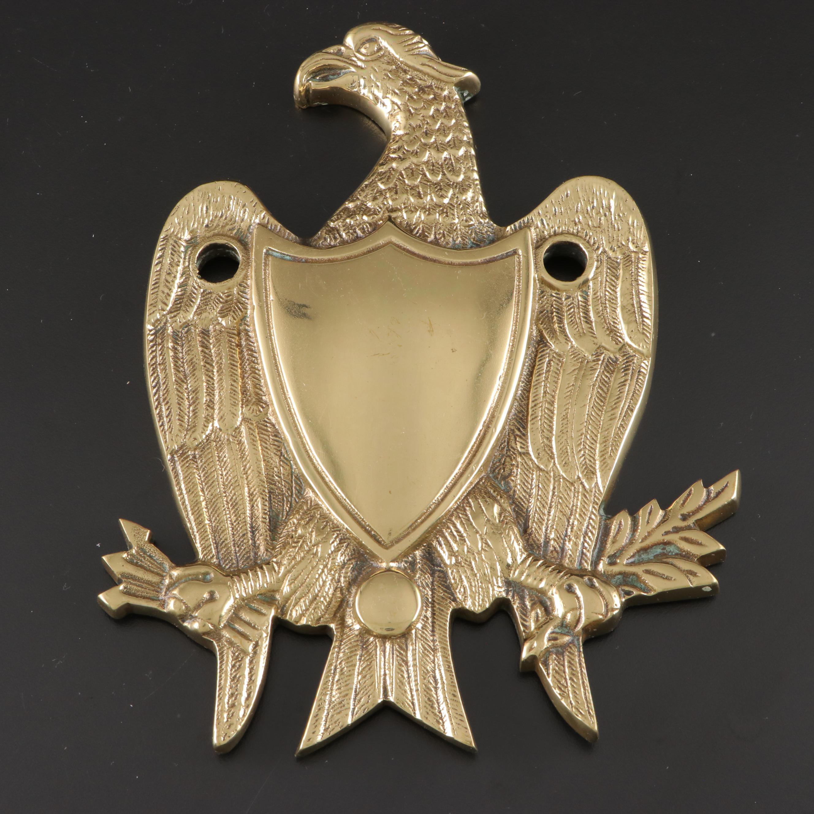 Federal Style Cast Brass Eagle and Shield Door Knocker
