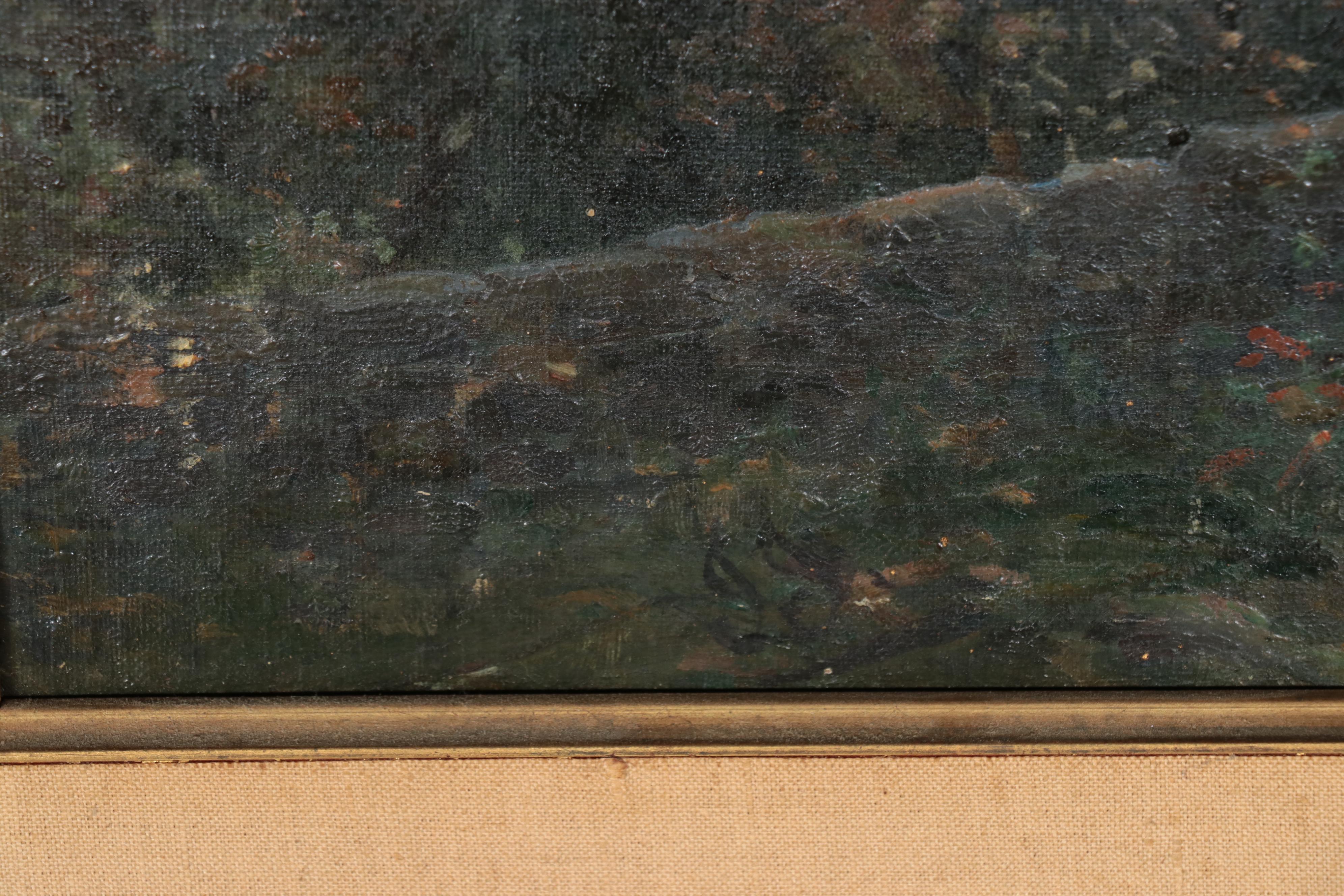 American School Style Landscape Oil Painting of River, Circa 1920