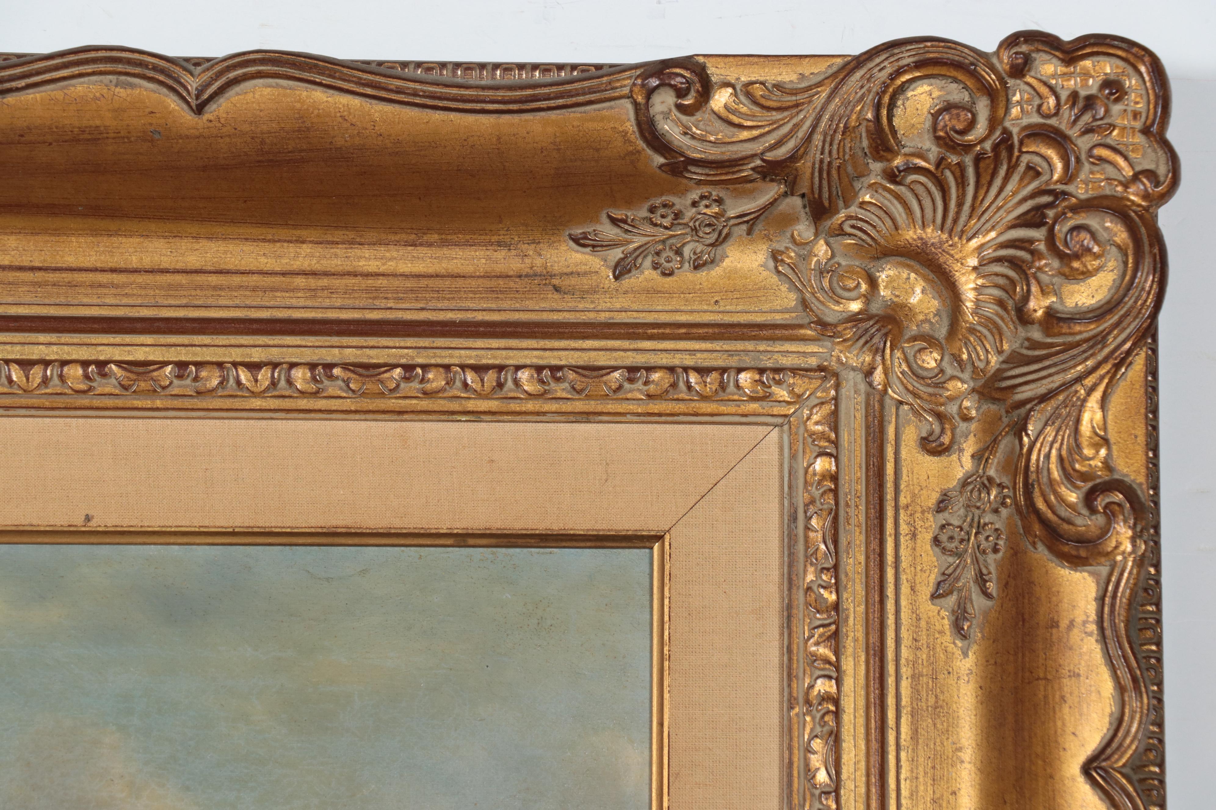 American School Style Landscape Oil Painting of River, Circa 1920