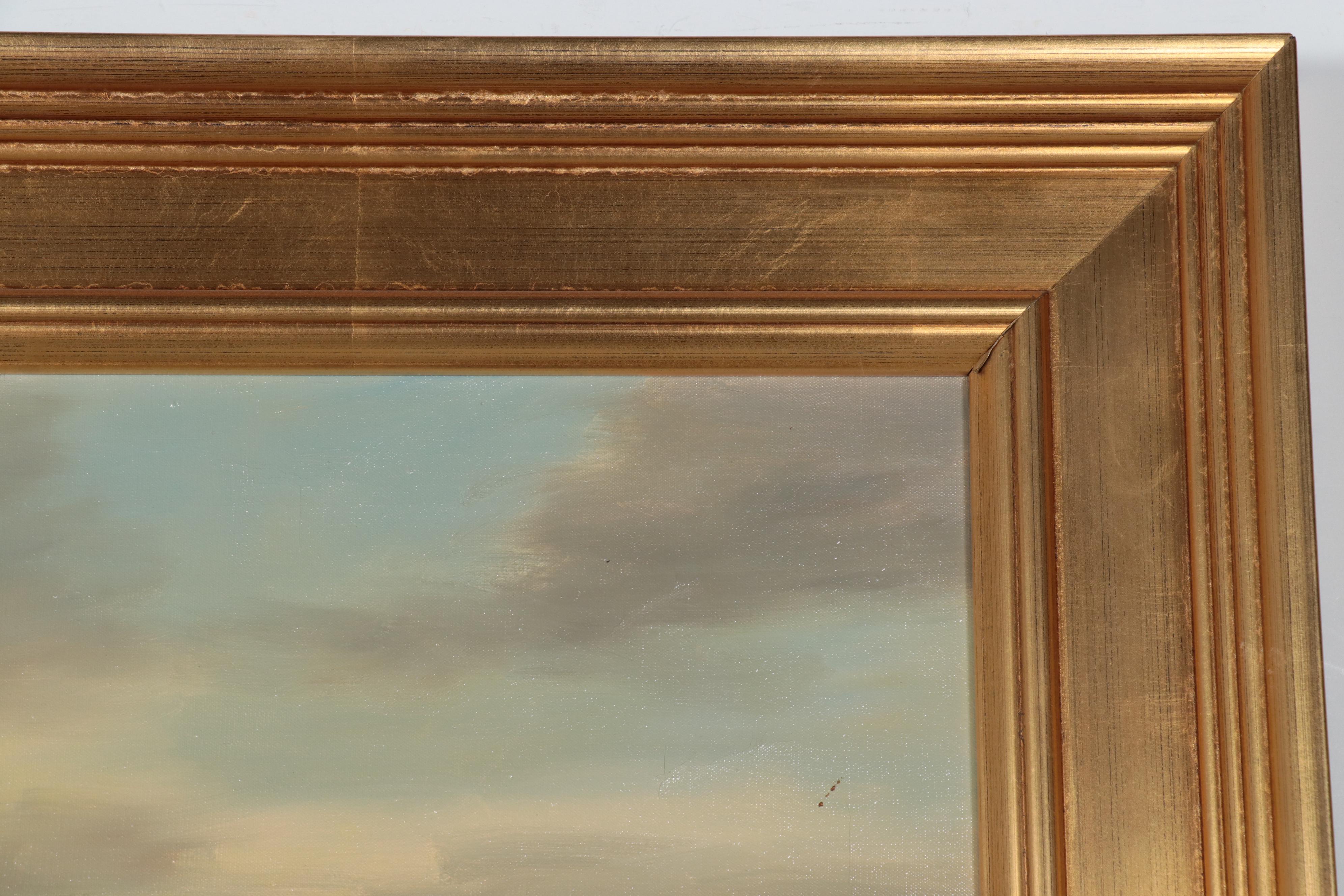 Jensen Large-Scale Seascape Oil Painting of Crashing Waves at Sunset