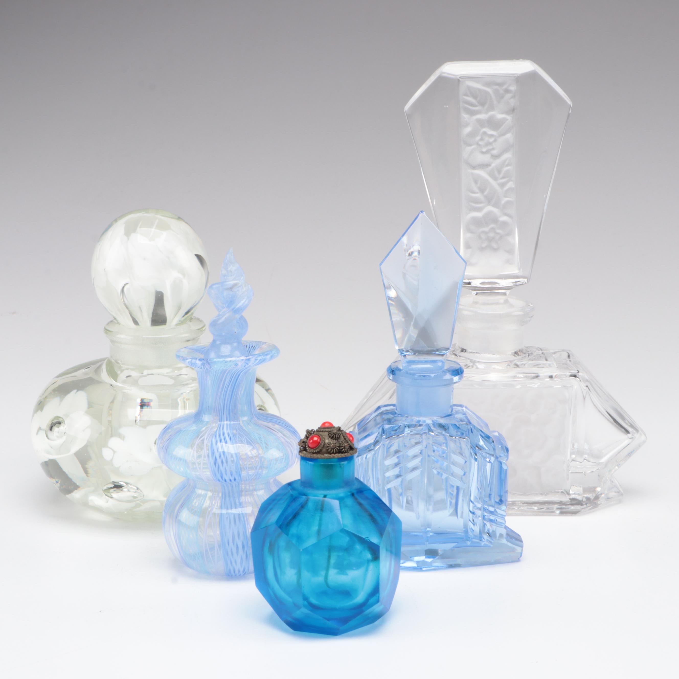 Venetian Latticino, Controlled Bubble and Other Cut Glass Perfume Bottles
