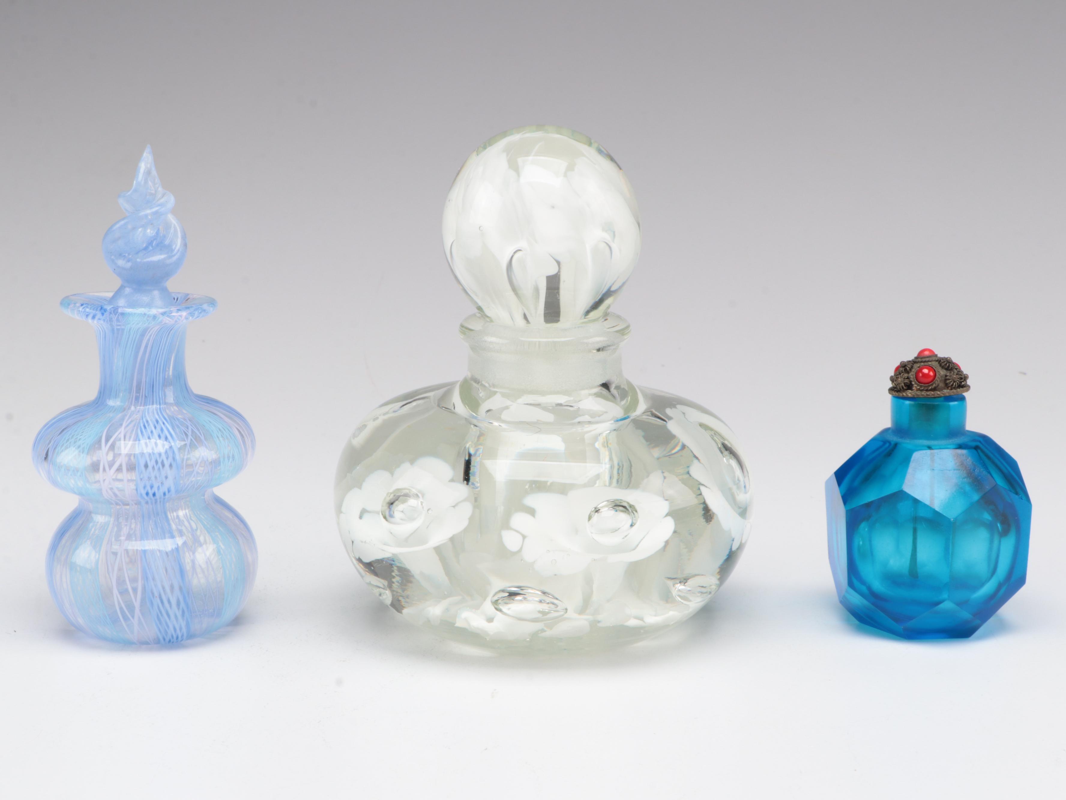 Venetian Latticino, Controlled Bubble and Other Cut Glass Perfume Bottles