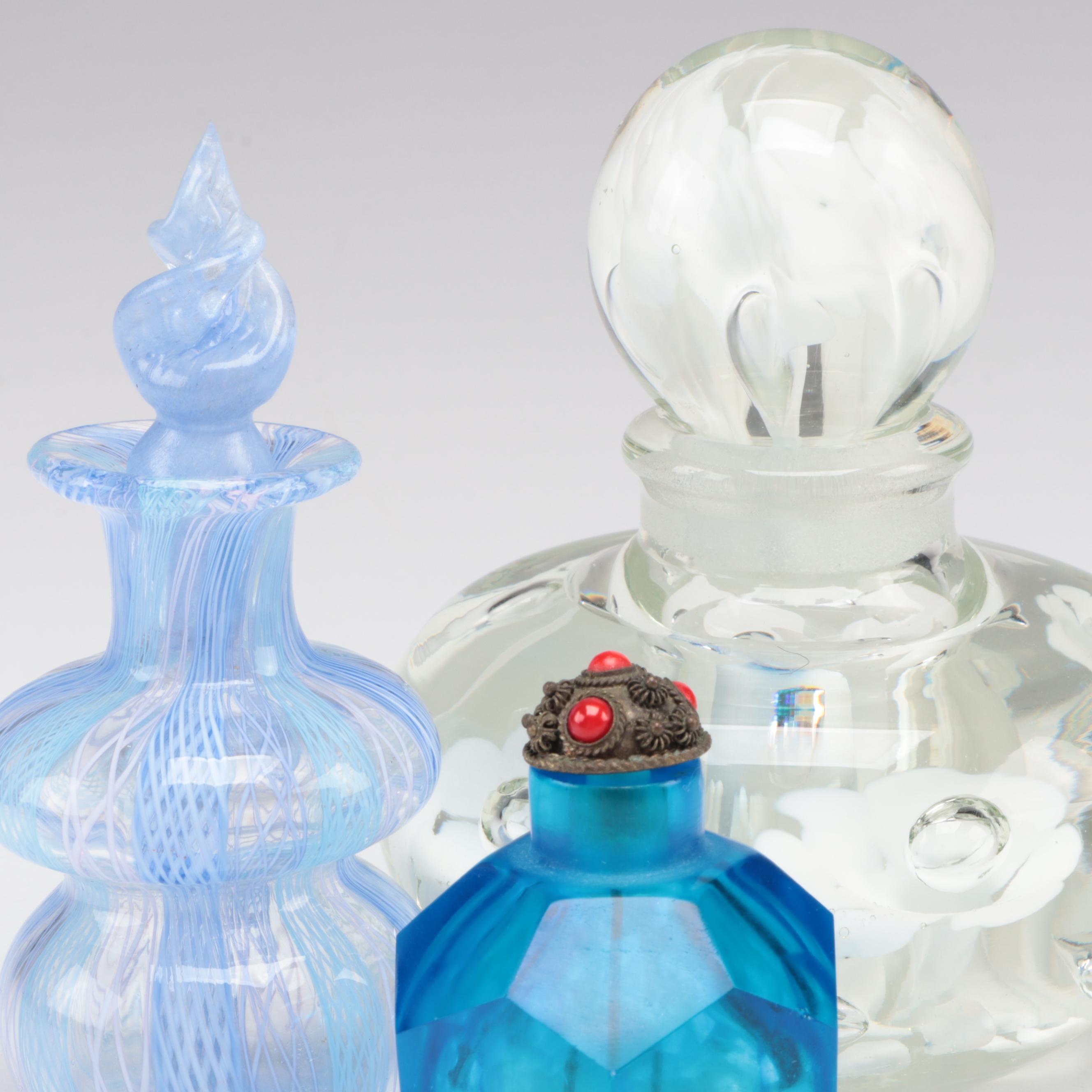Venetian Latticino, Controlled Bubble and Other Cut Glass Perfume Bottles