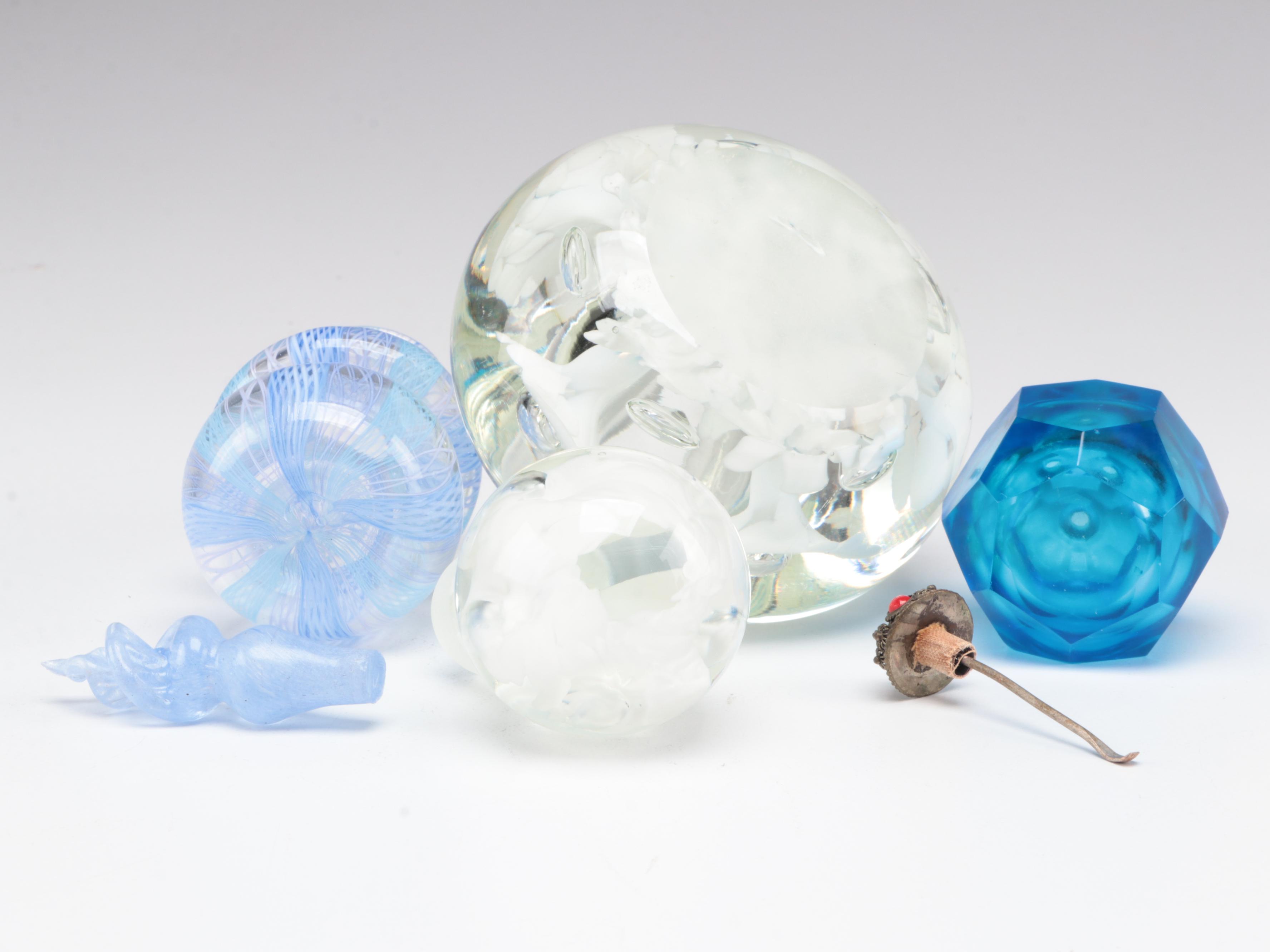 Venetian Latticino, Controlled Bubble and Other Cut Glass Perfume Bottles