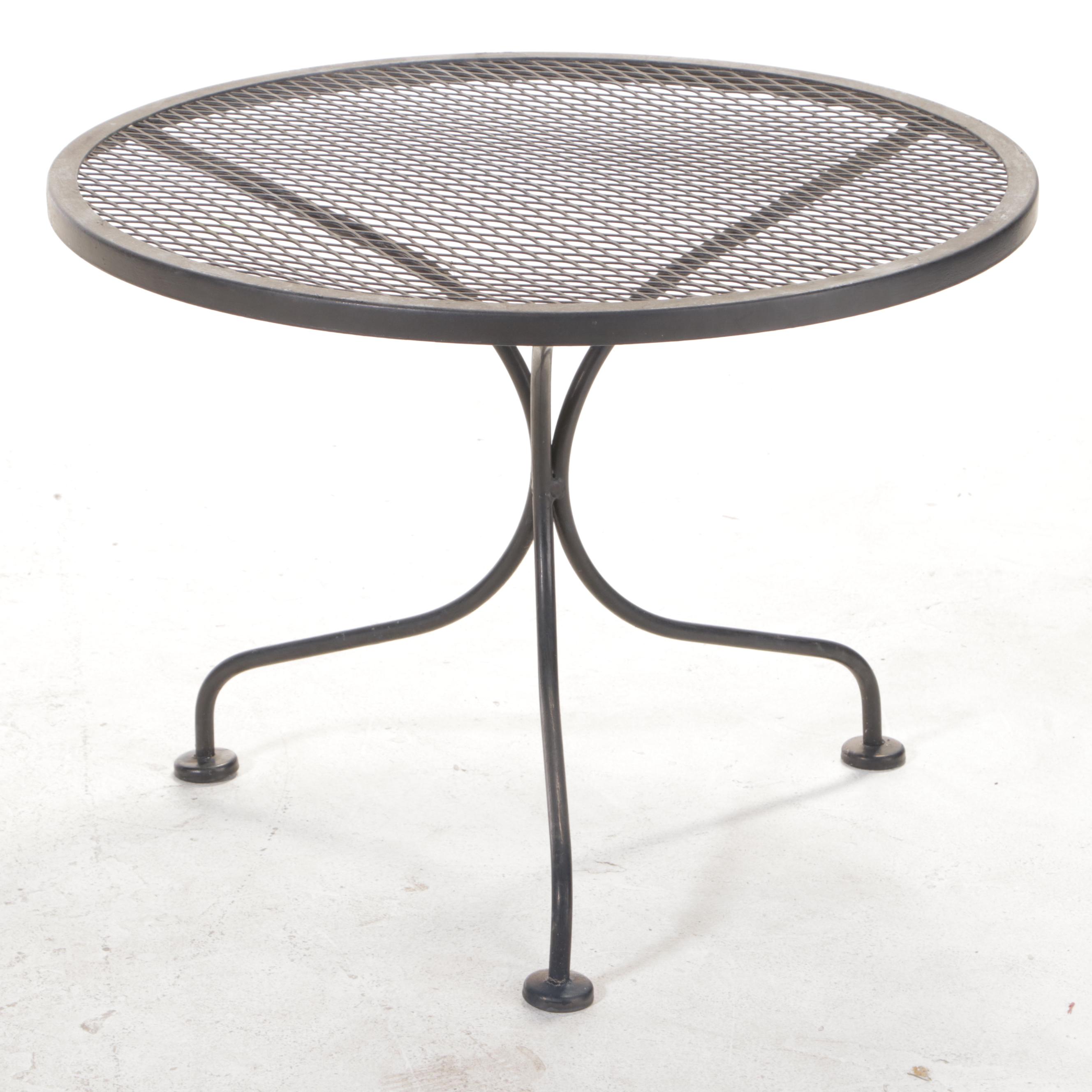 Six-Piece Black-Painted Iron and Wire Mesh Patio Furniture Set