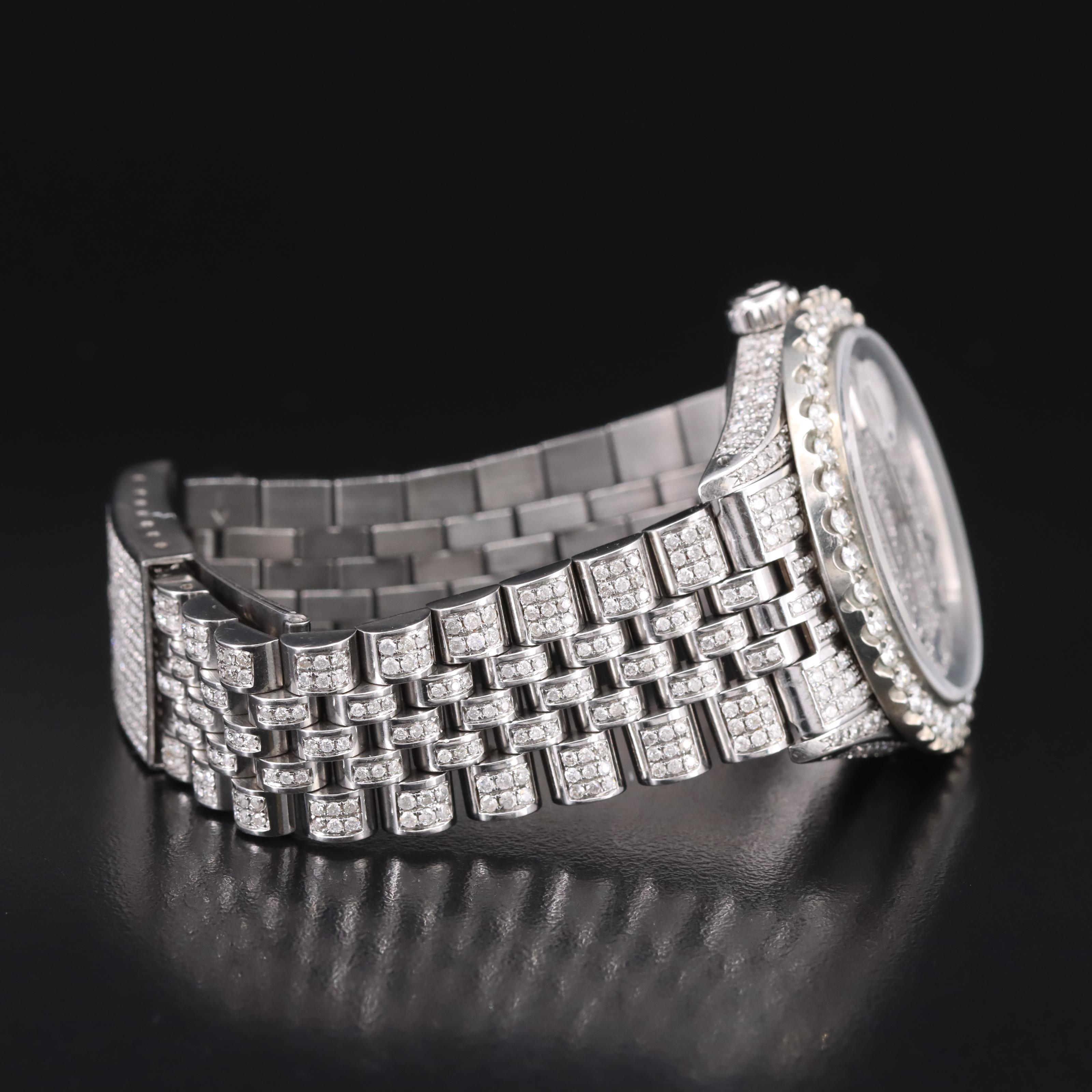 1985 Rolex Datejust Custom 9.53 CTW Diamond Arabic Dial Watch