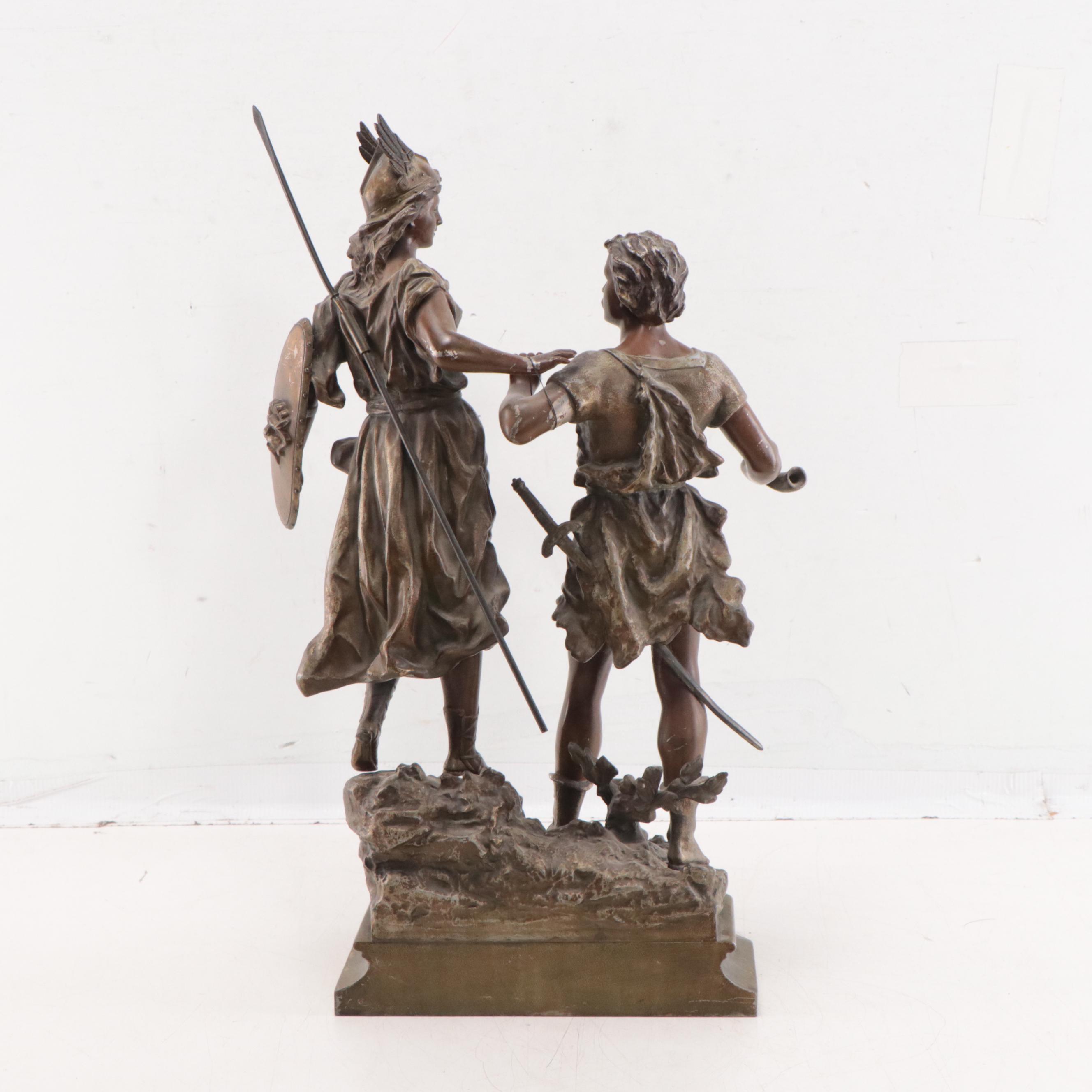 Patinated Bronze Sculpture "Siegfried & Brunehilde"