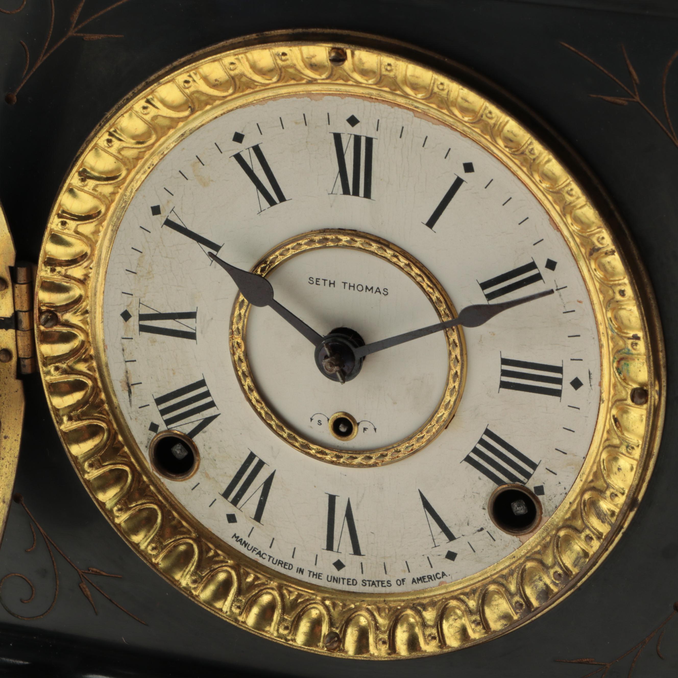 Seth Thomas Adamantine Mantel Clock, Late 19th Century