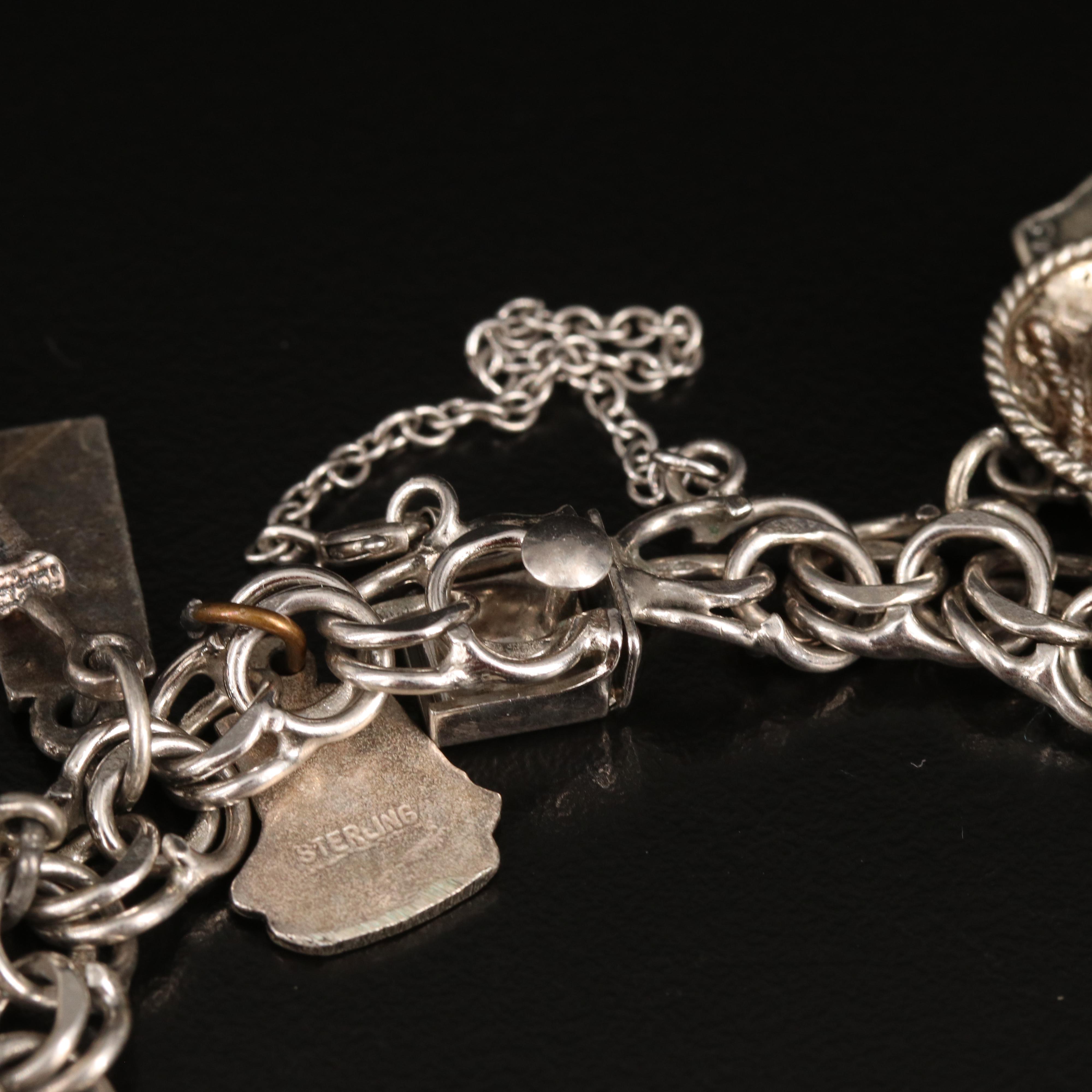 Vintage Travel Charm Bracelets Including Sterling, 800 and 835 Silver