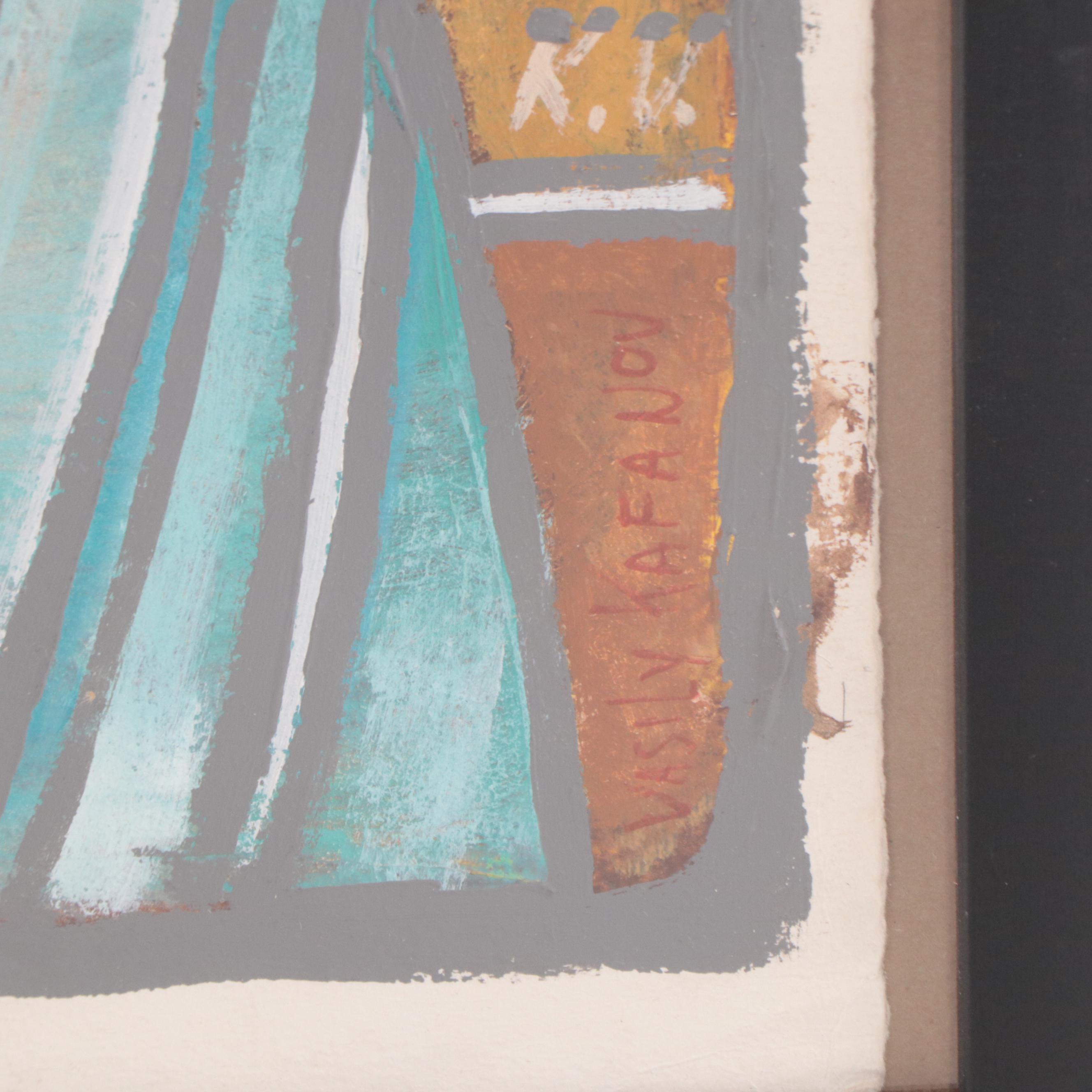 Vasily Kafanov Stylized Acrylic Painting of Figures