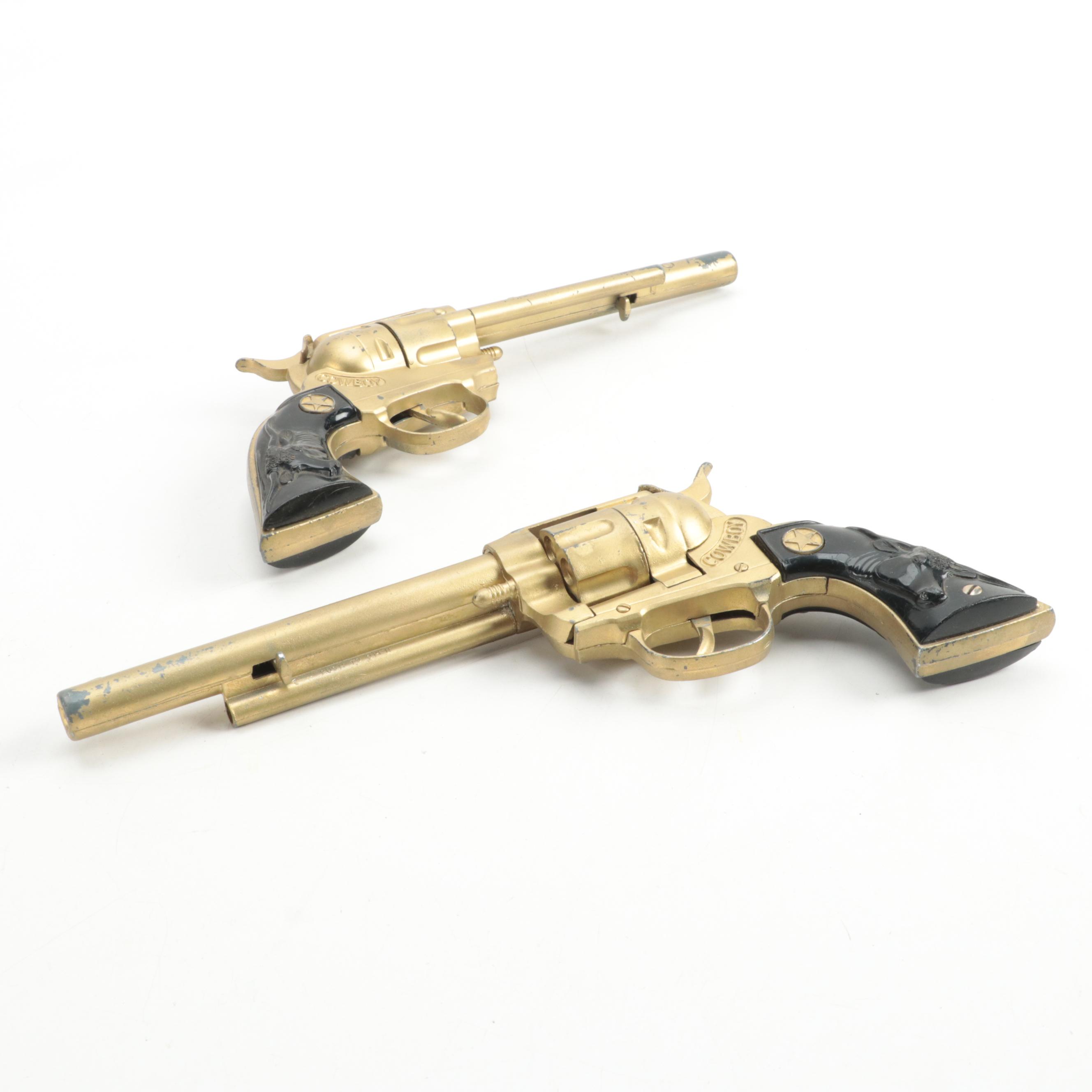 Children's Toy Cowboy Cap Guns and Gun Belt, Mid to Late 20th Century