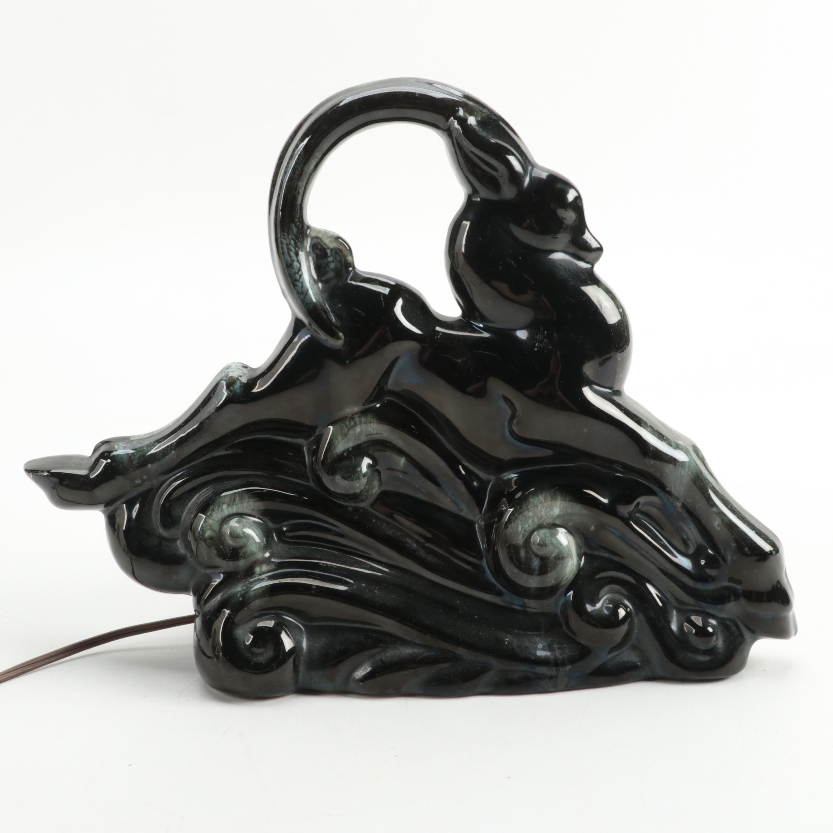 Leaping Gazelle Ceramic Television Lamp, Mid to Late 20th Century