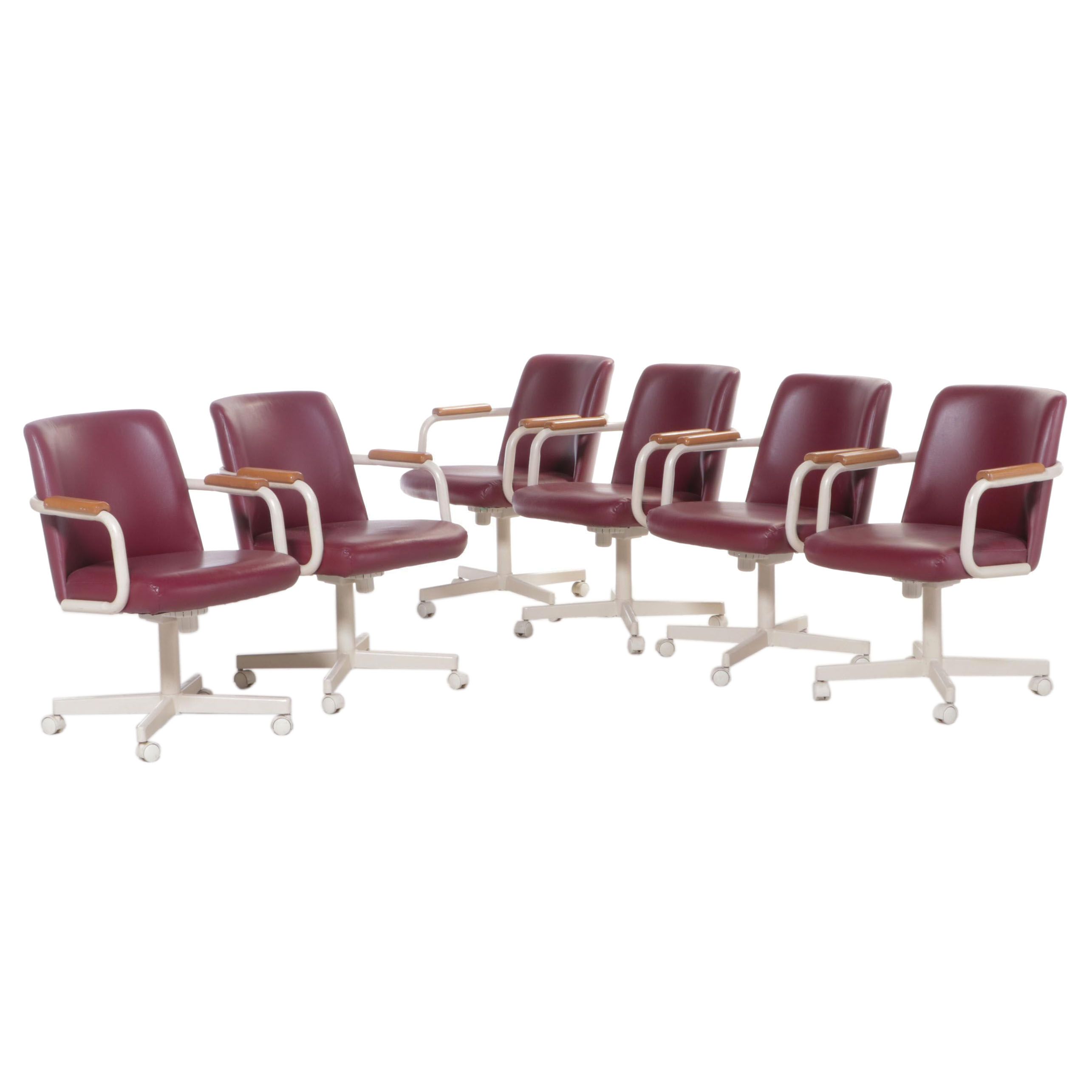 Six Chromcraft Corp. Post Modernist Swivel-Tilt Dining Chairs, Late 20th Century