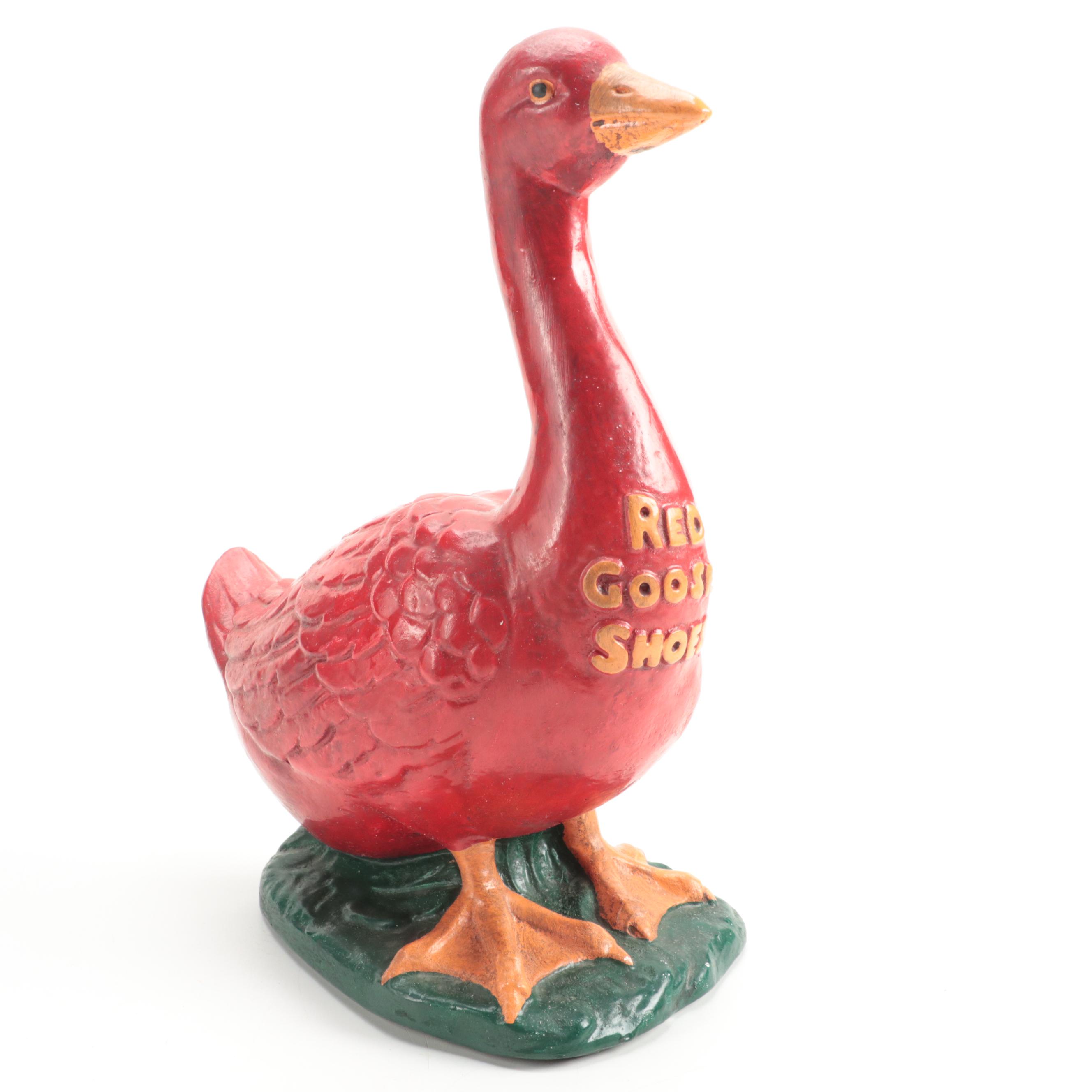 Red Goose Shoes Chalkware Store Display Goose Figure