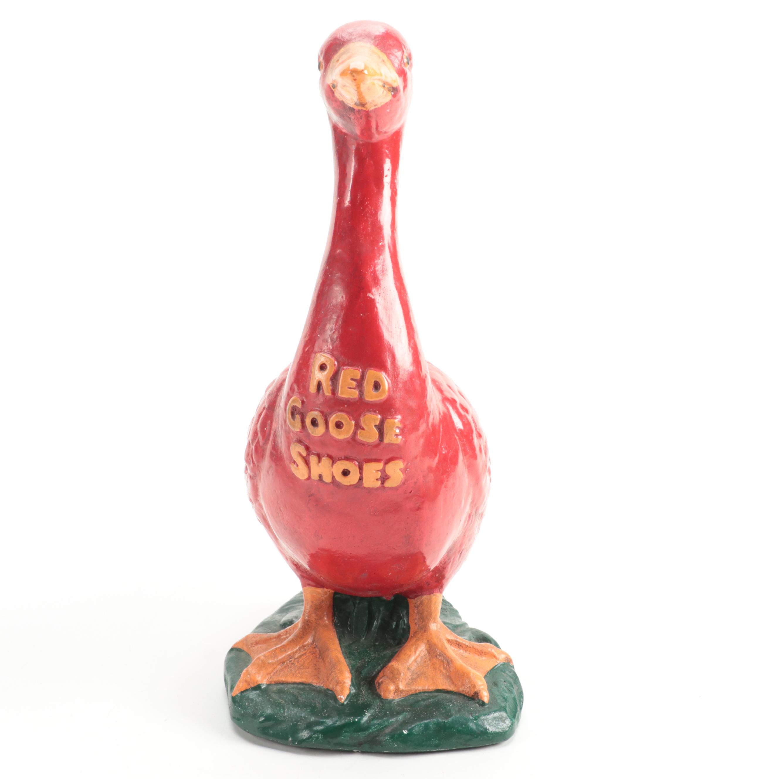 Red Goose Shoes Chalkware Store Display Goose Figure