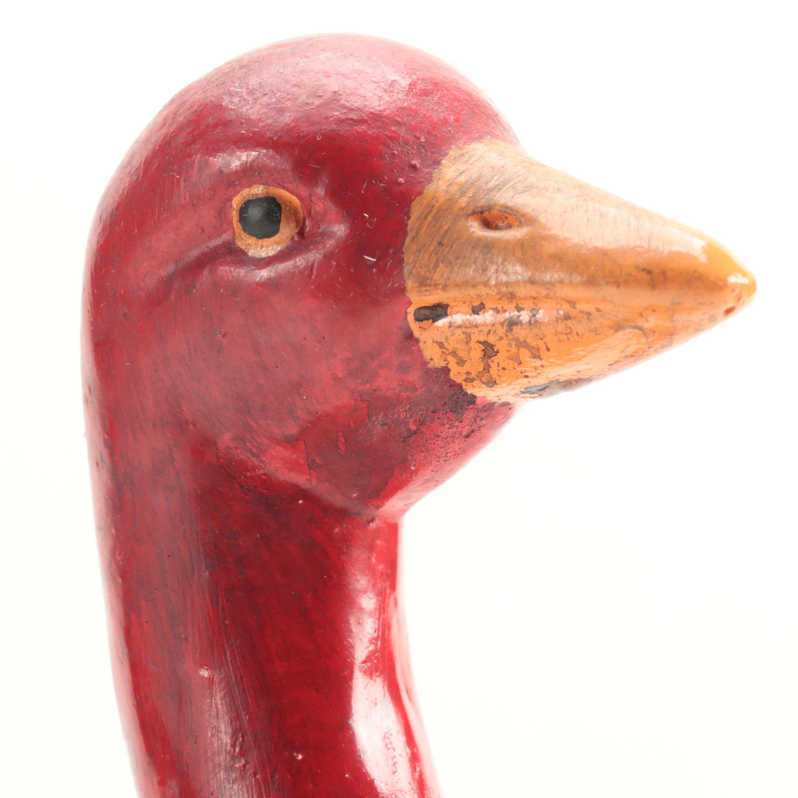 Red Goose Shoes Chalkware Store Display Goose Figure