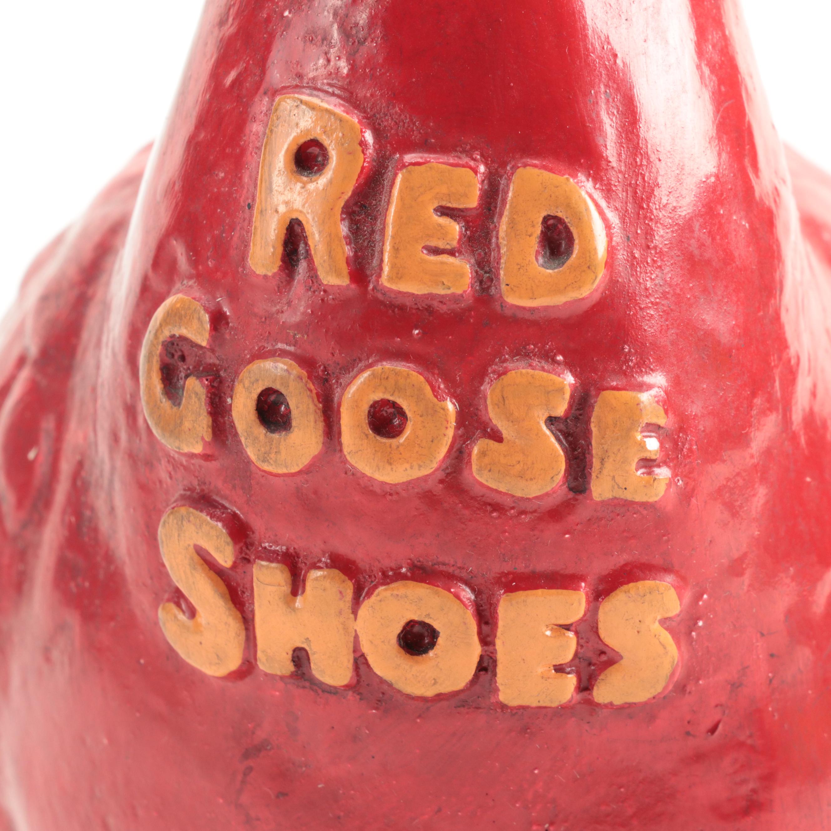 Red Goose Shoes Chalkware Store Display Goose Figure