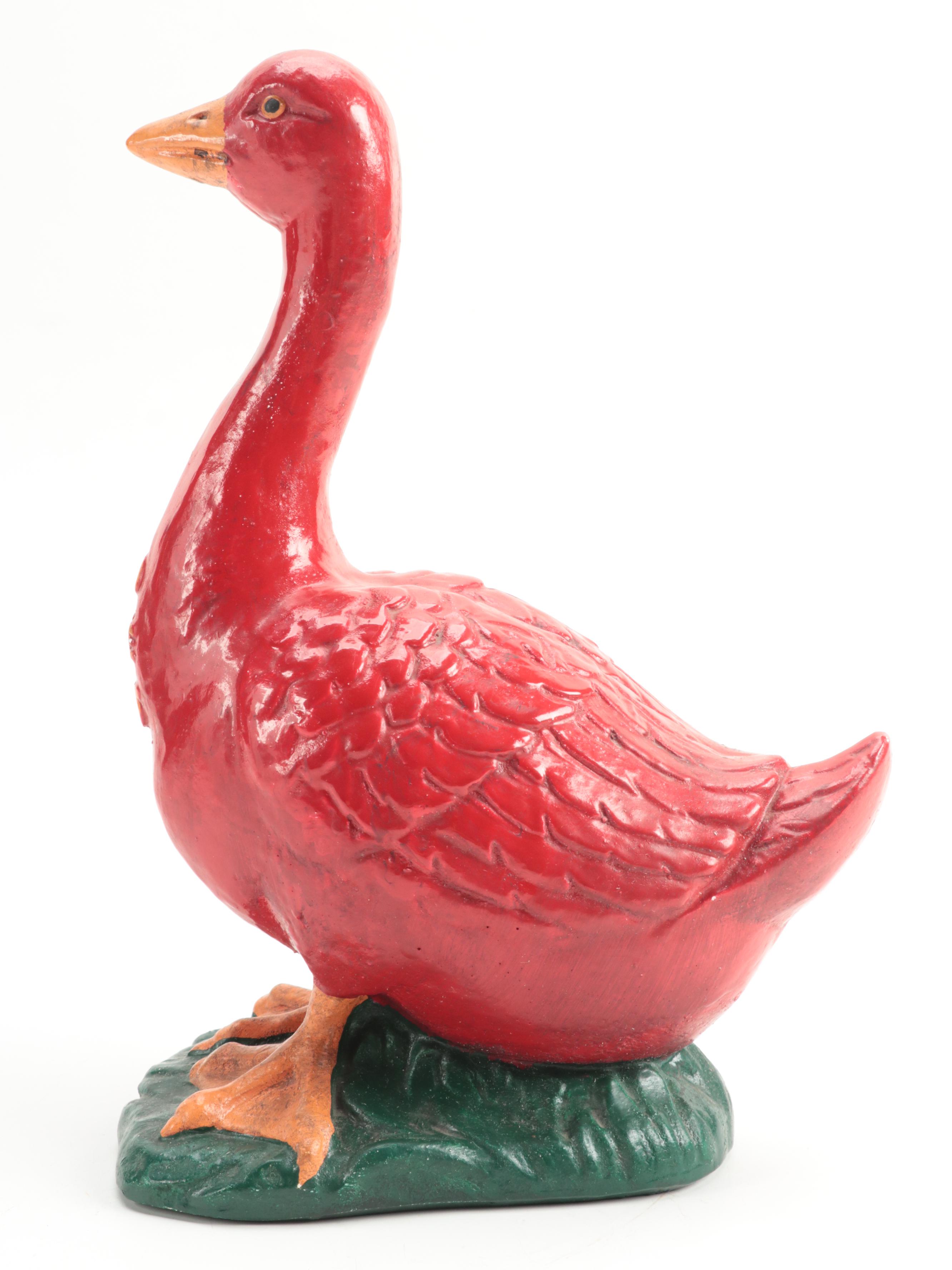 Red Goose Shoes Chalkware Store Display Goose Figure