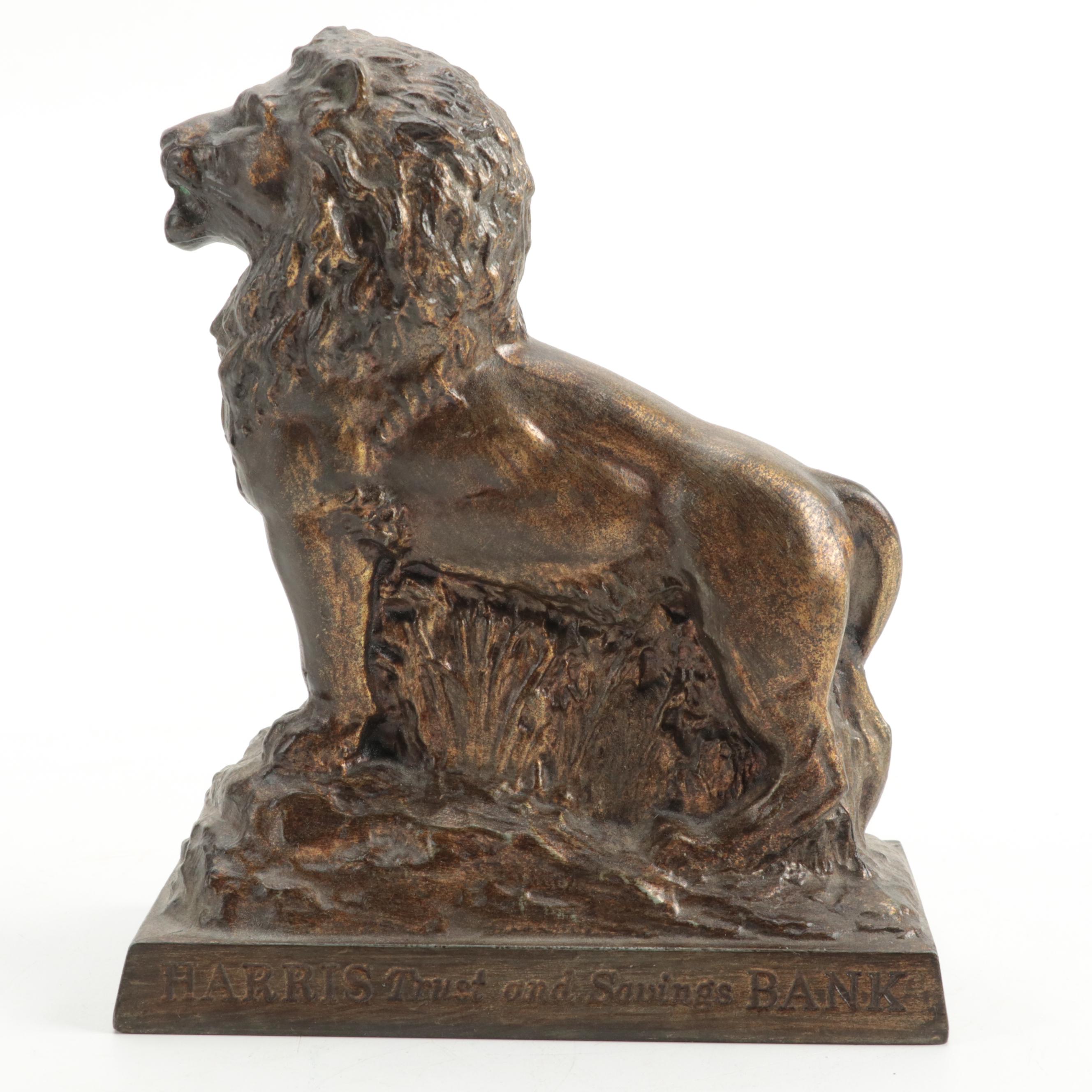 Harris Trust and Savings Bank Lion Coin Bank
