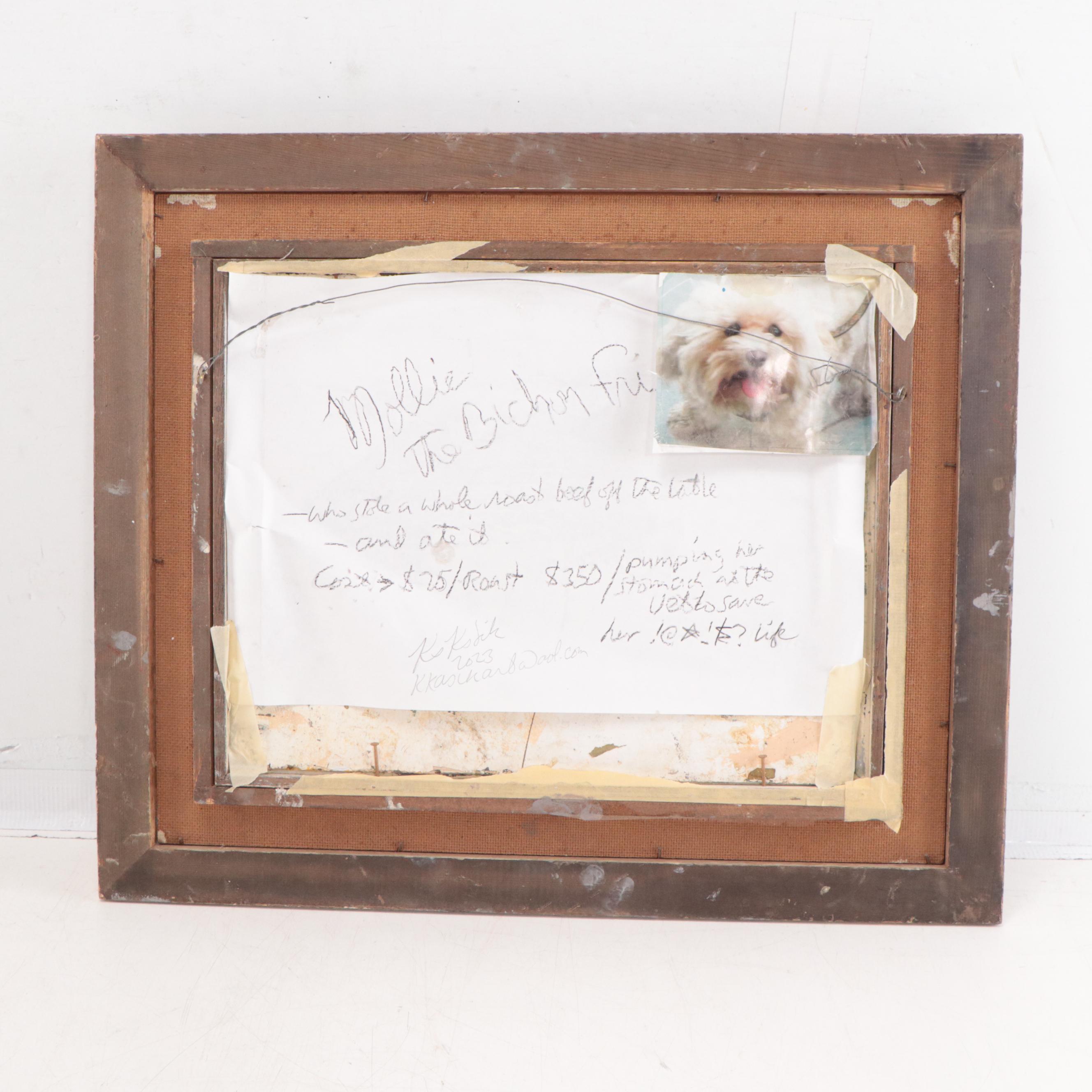 Kevin Kasik Oil Painting of Dog Portrait "Mollie the Bichon Frisé," 2023