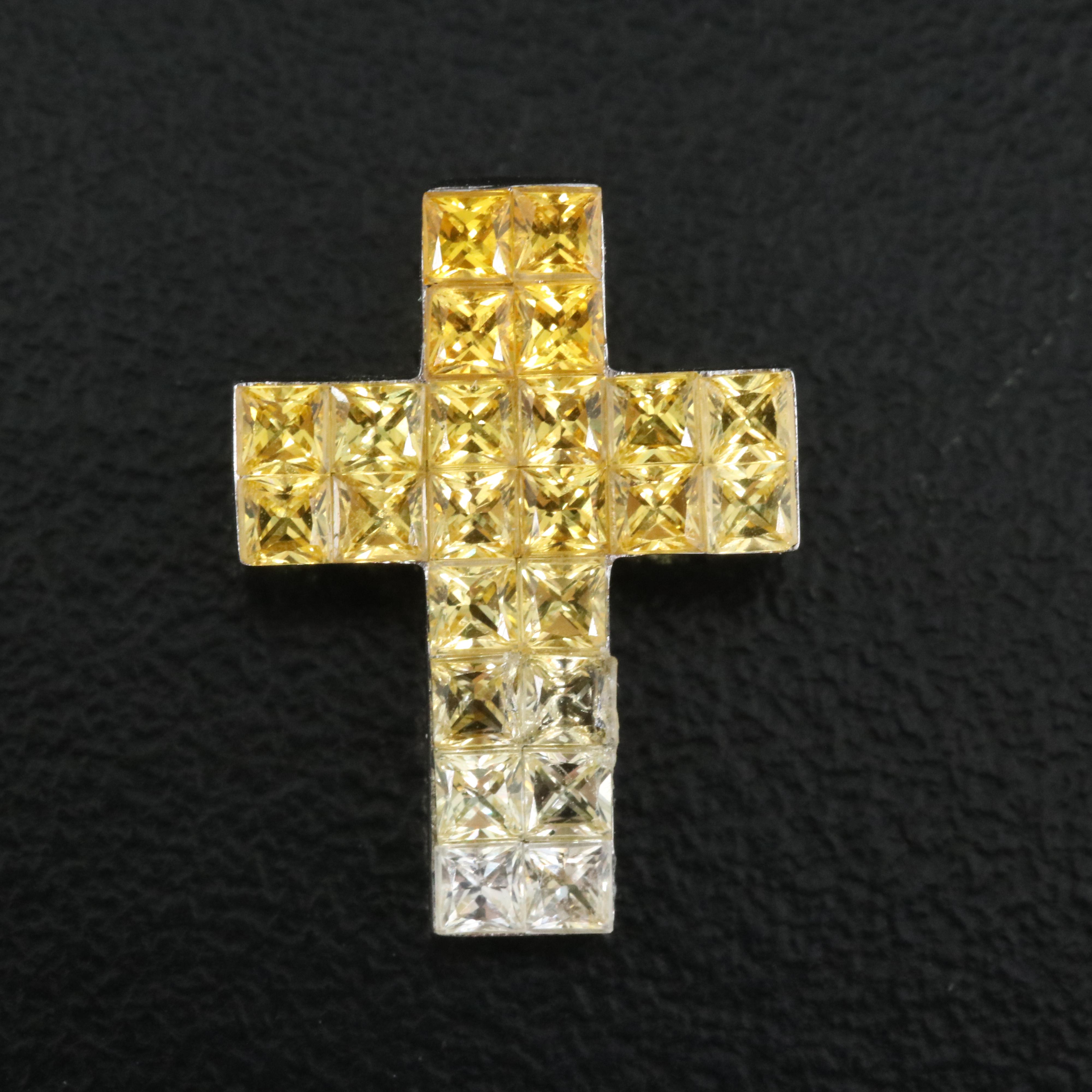 18K Sapphire Cross Pendant