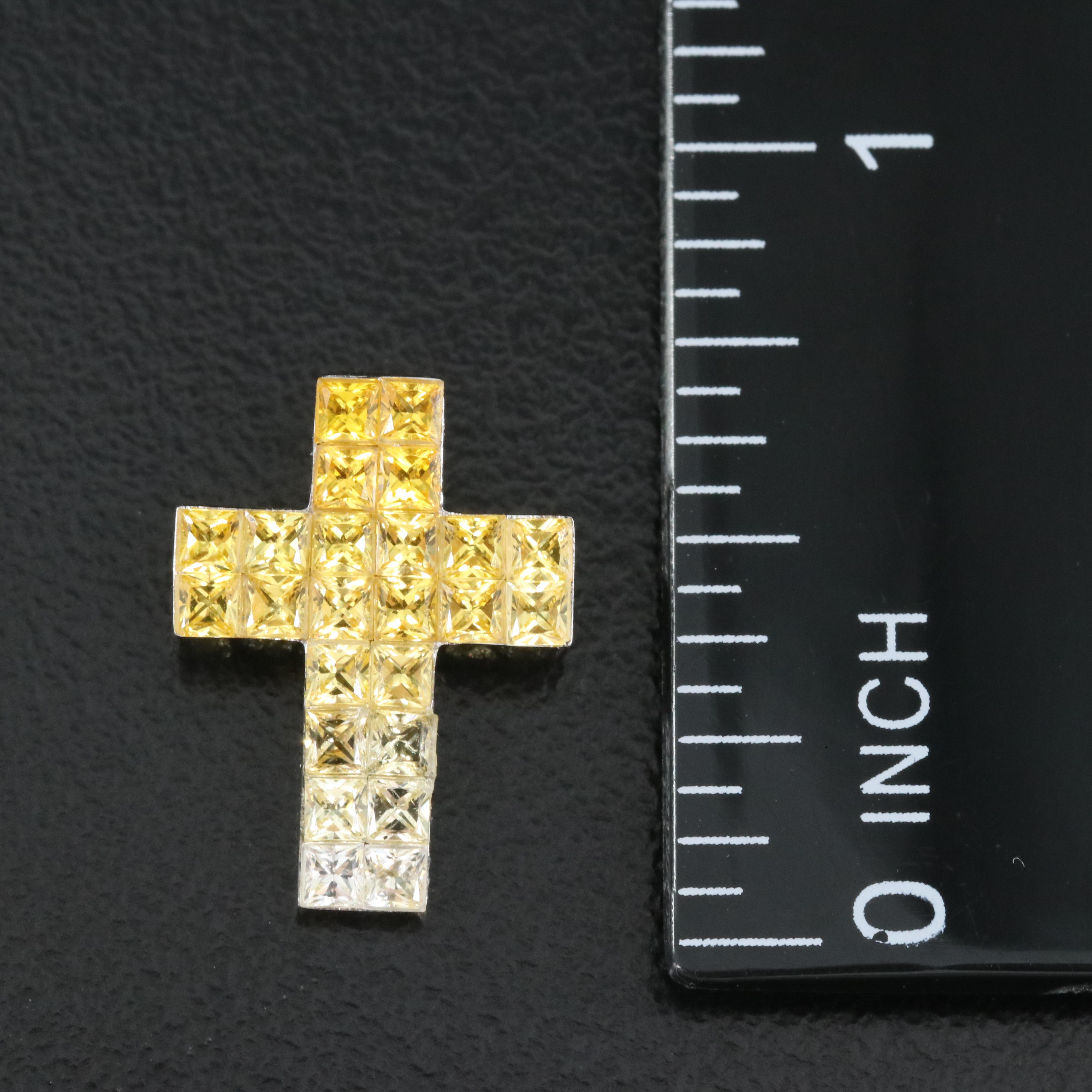 18K Sapphire Cross Pendant