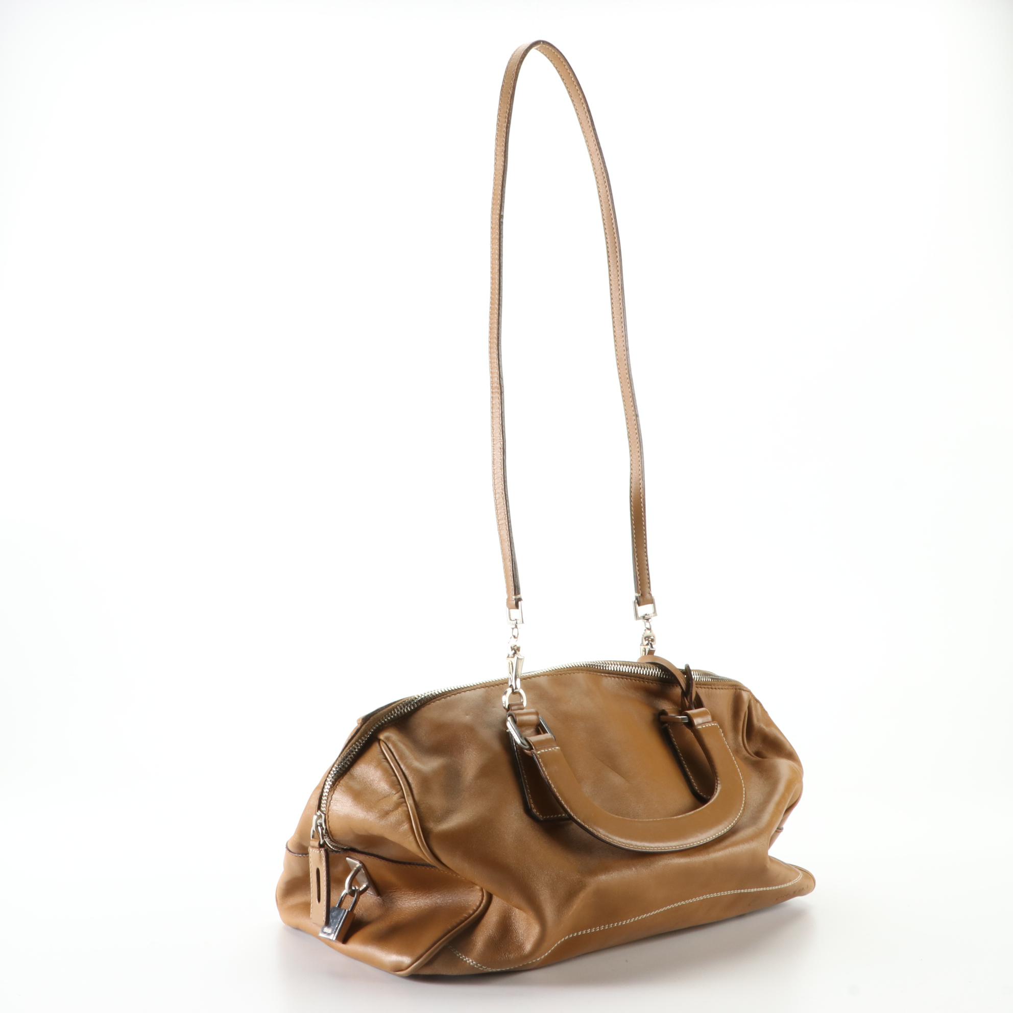 Prada Top Handle Bag in Leather with Detachable Shoulder Strap